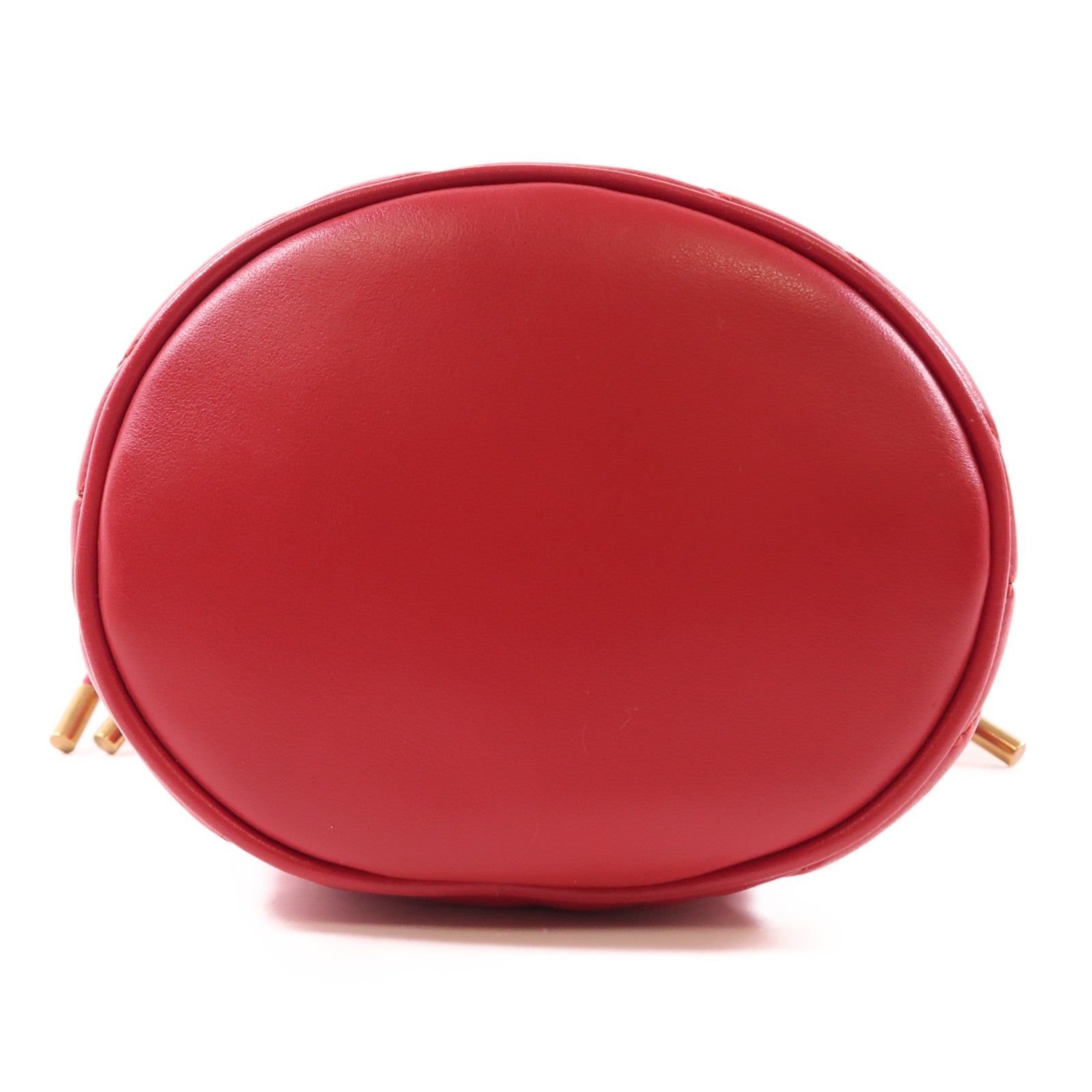 GUCCI GHW GG Marmont Bucket Chain Shoulder Bag 575163 Calfskin Leather Red