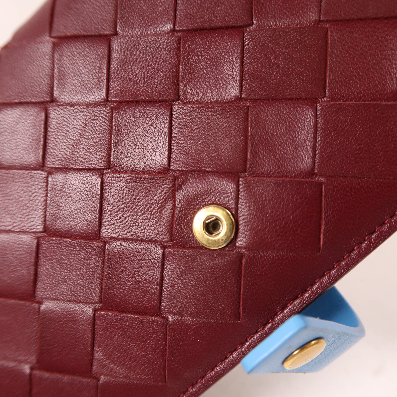 BOTTEGA VENETA 牛皮皮革Wallet金扣長錢包紅色/藍色