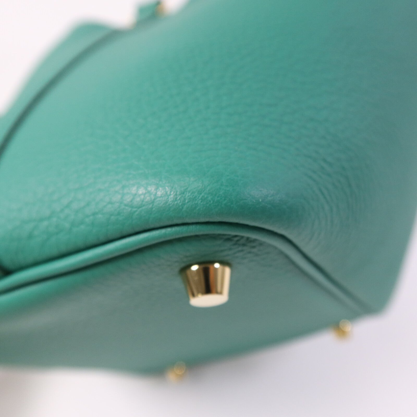 HERMES Clemence皮革Picotin PM金扣手挽袋Vert Vertigo