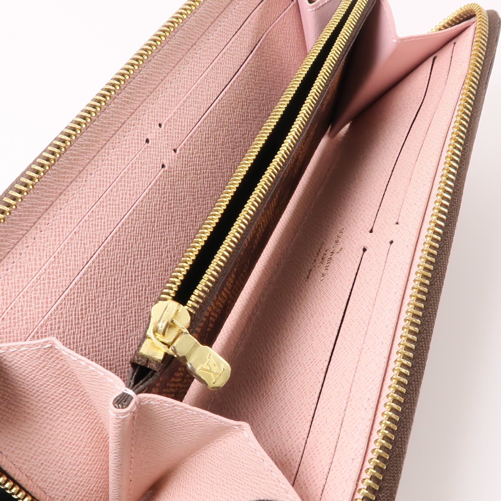 LOUIS VUITTON Damier Clemence金扣長錢包棕色