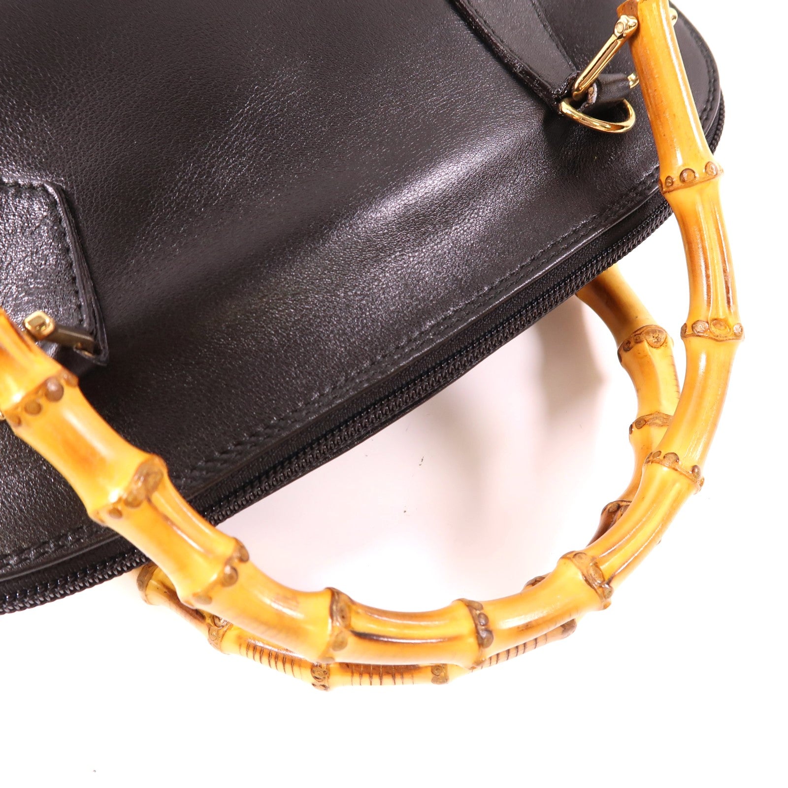 GUCCI GG GHW Bamboo Handbag 00021220290 Calfskin Leather Black