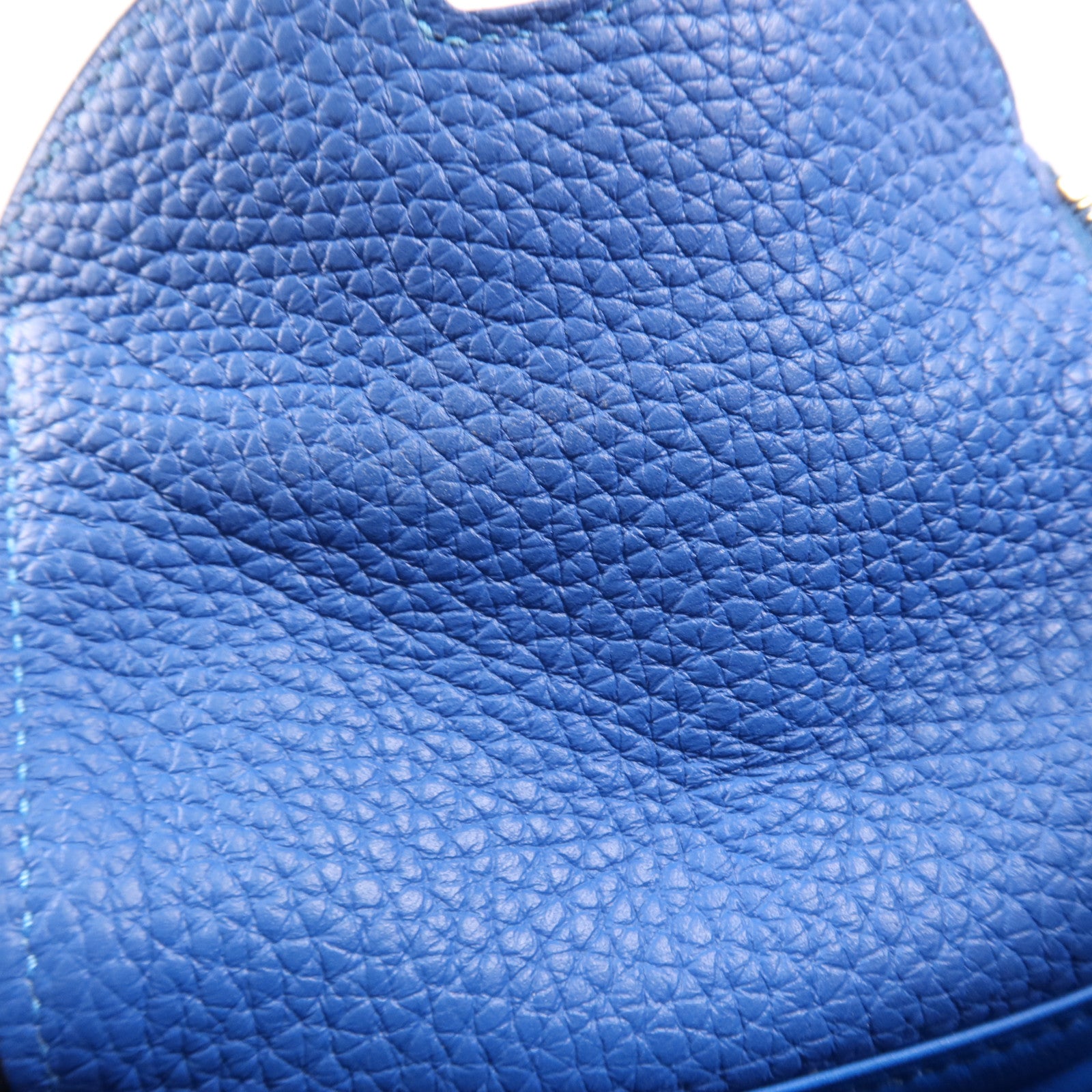 HERMES Clemence皮革Mini Lindy金扣手挽肩背兩用袋Bleu France