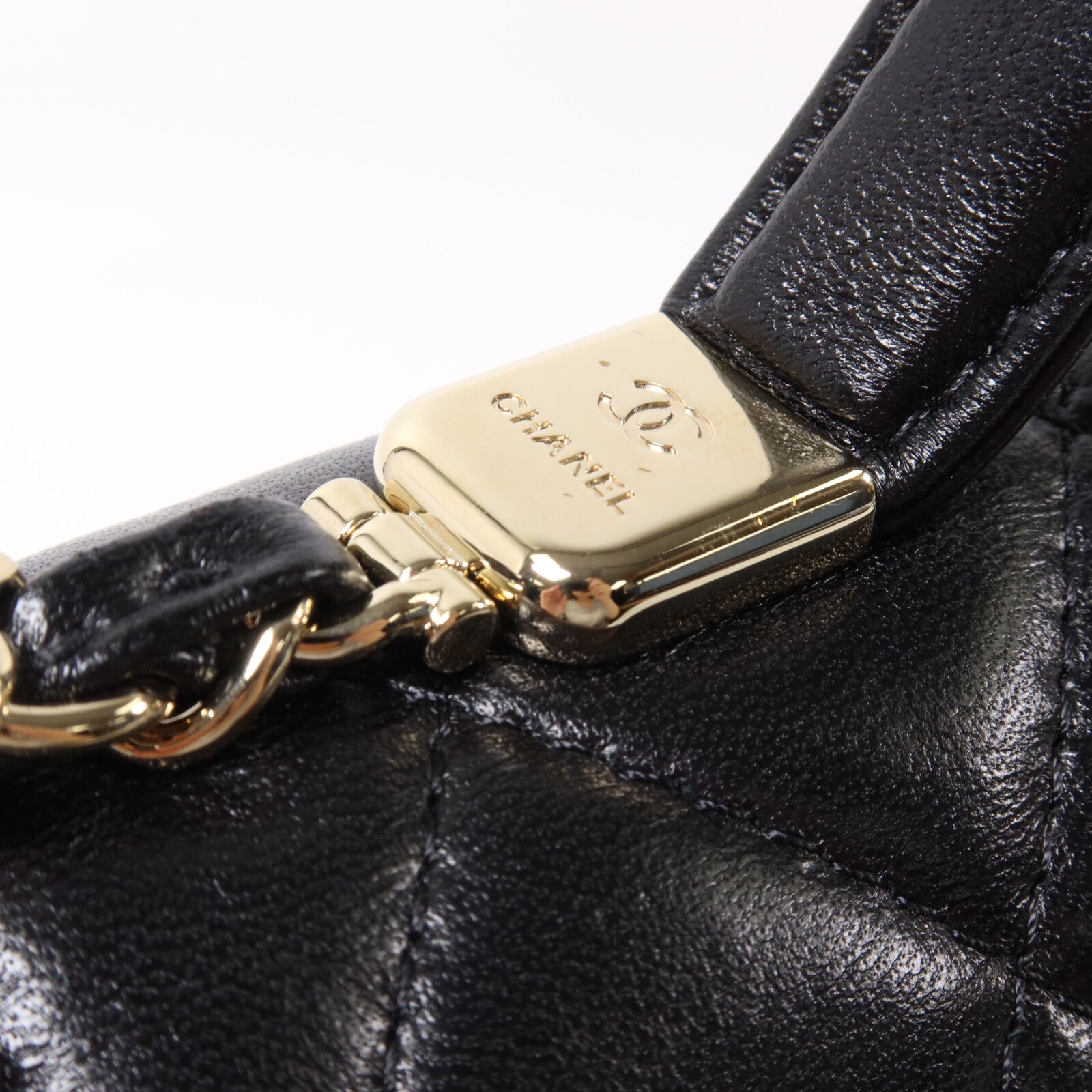 CHANEL 羊皮皮革Top Handle Flap鏈帶肩背袋