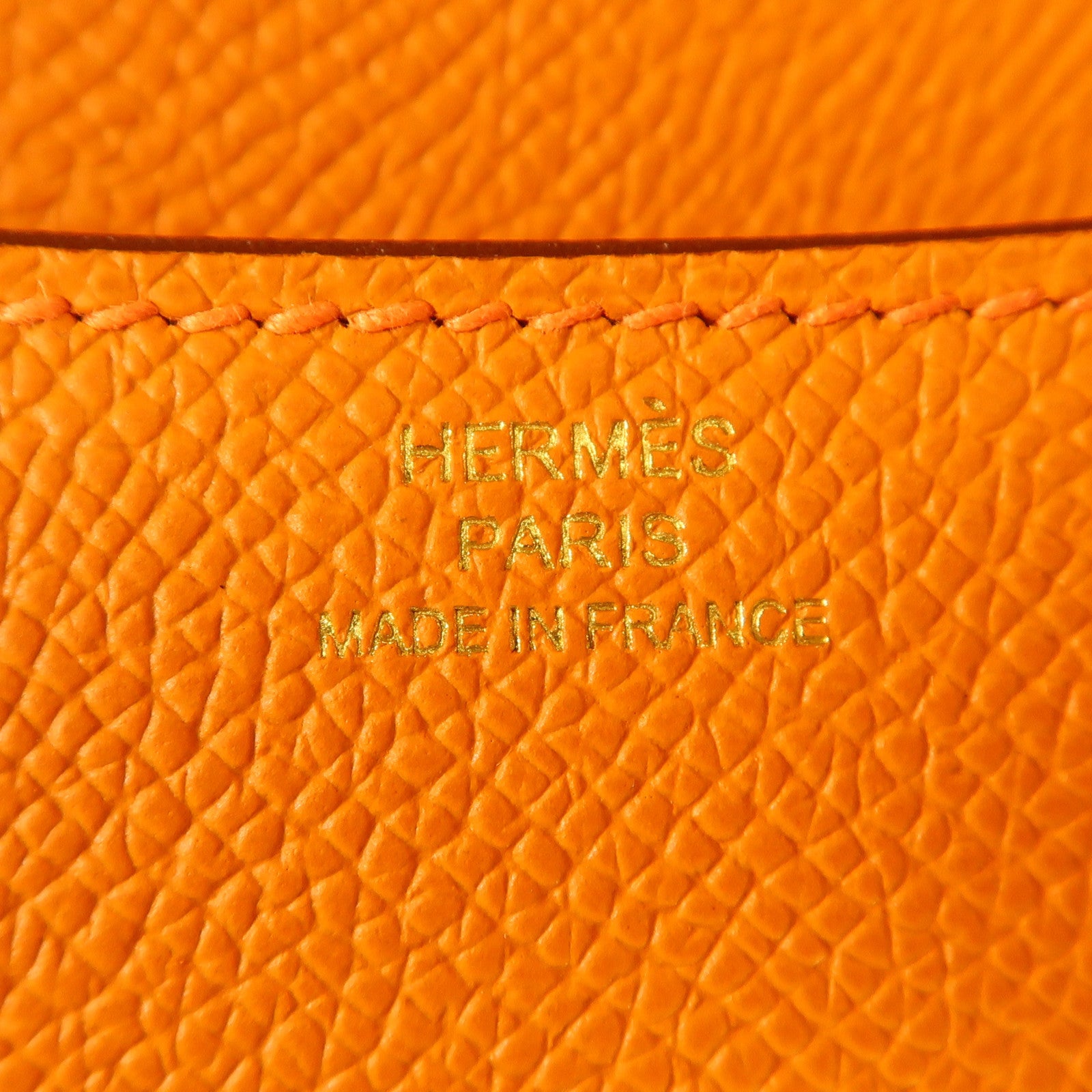 HERMES Epsom皮革Constance Mini金扣肩背袋Orange