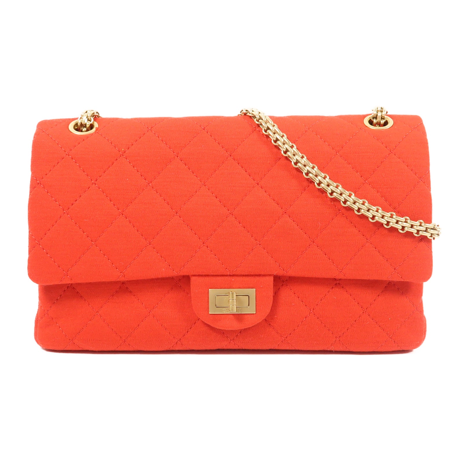 CHANEL 帆布2.55金扣鏈帶肩背袋