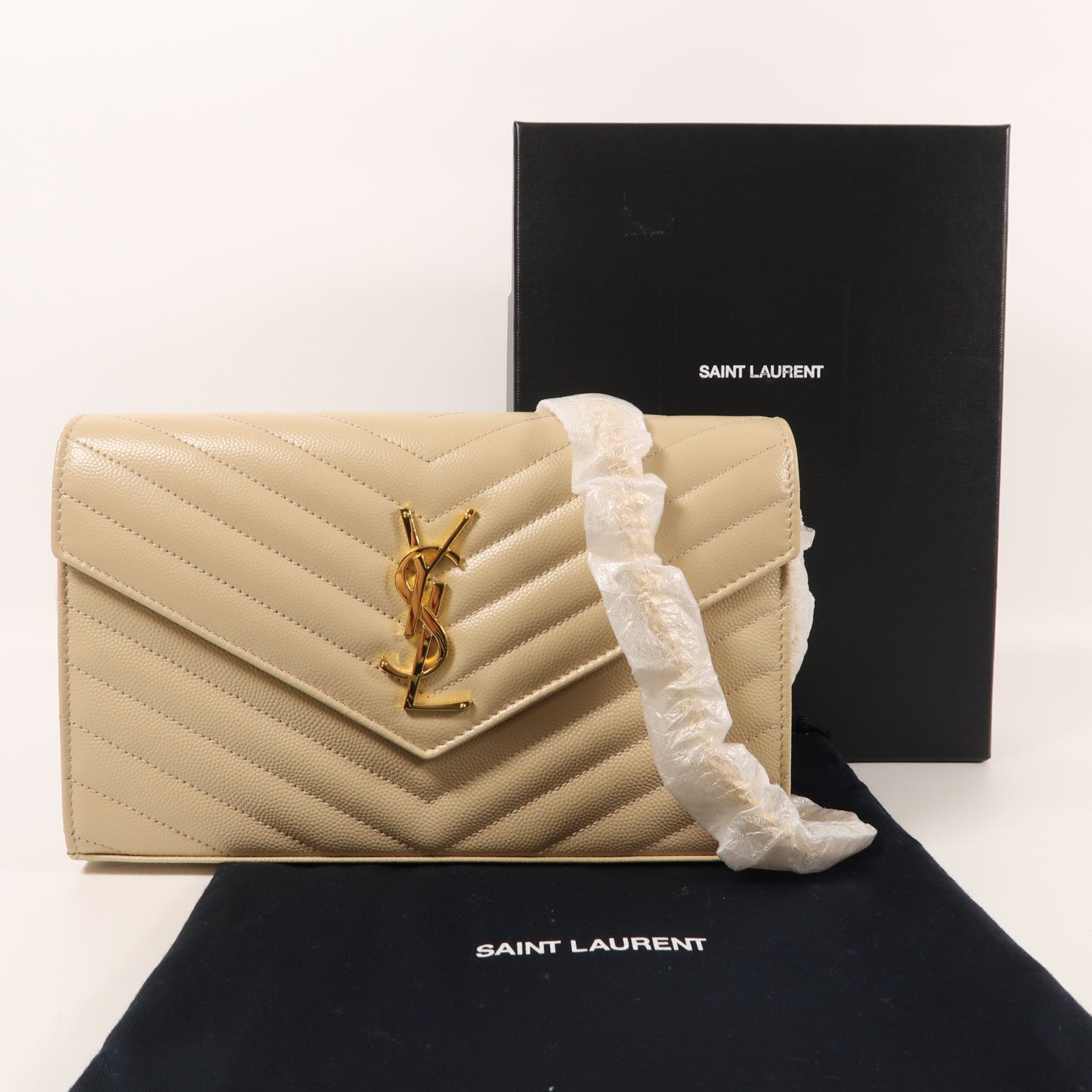YVES SAINT LAURENT 牛皮皮革Chain Shoulder金扣肩背袋