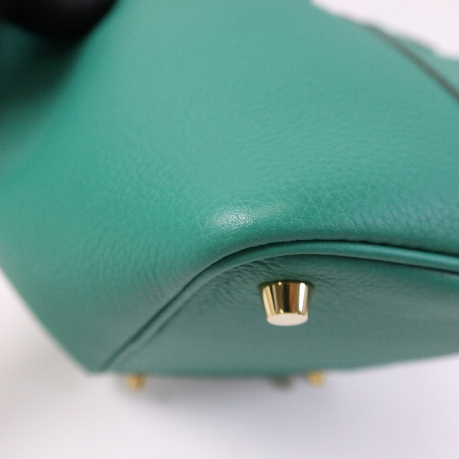 HERMES Clemence皮革Picotin PM金扣手挽袋Vert Vertigo