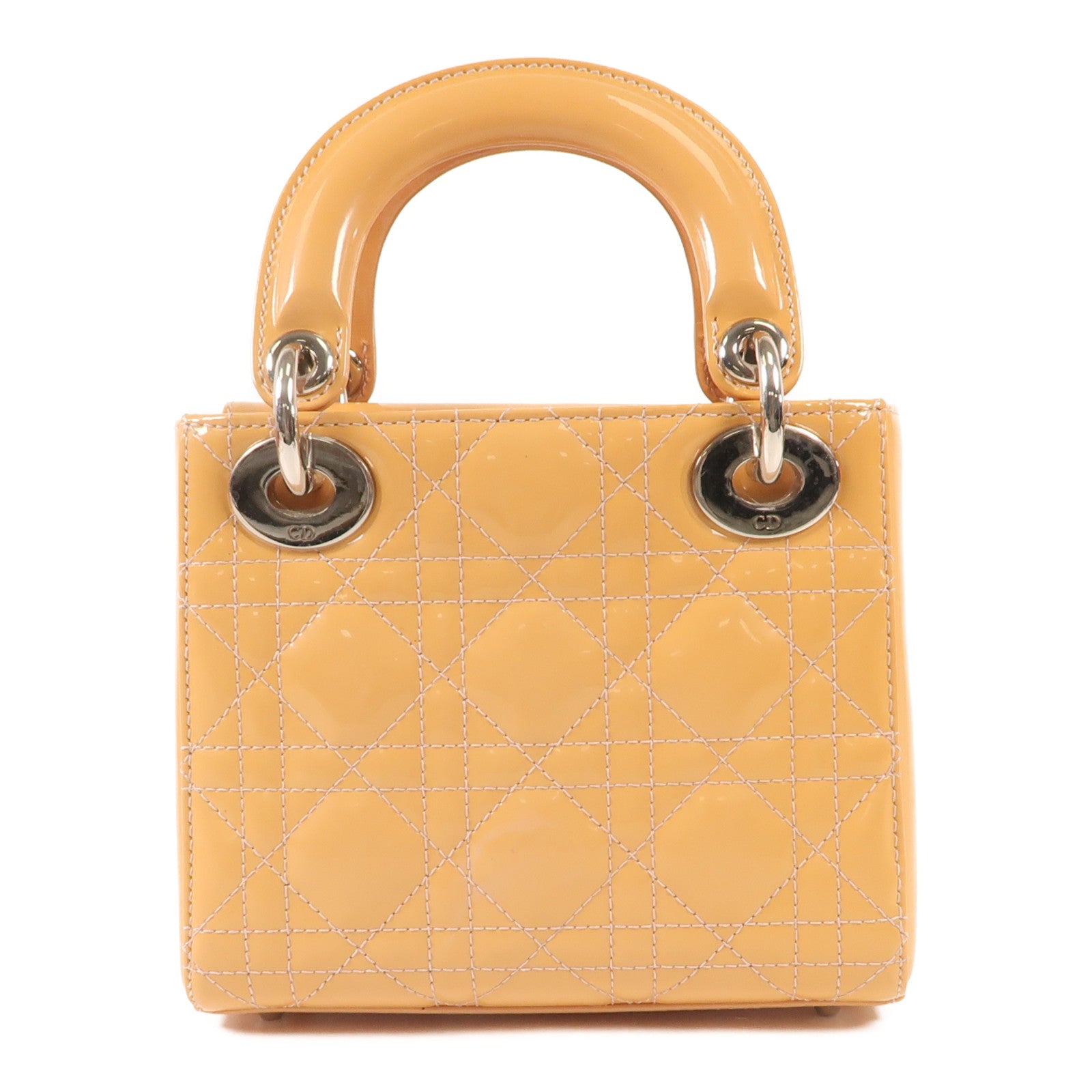 Dior 漆皮皮革Mini Lady Dior銀扣手挽肩背兩用袋