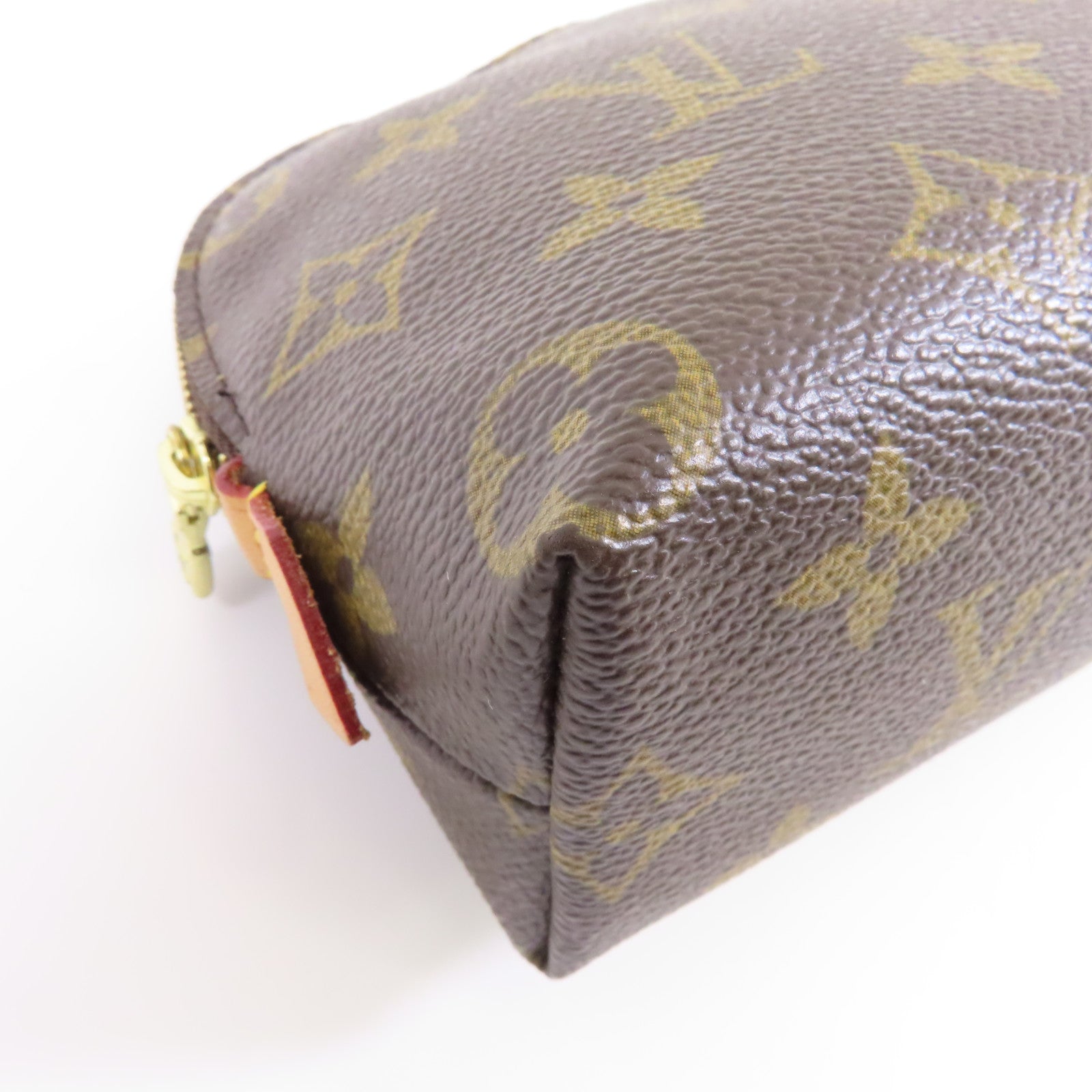 LOUIS VUITTON Monogram Pouch金扣化妝袋啡色
