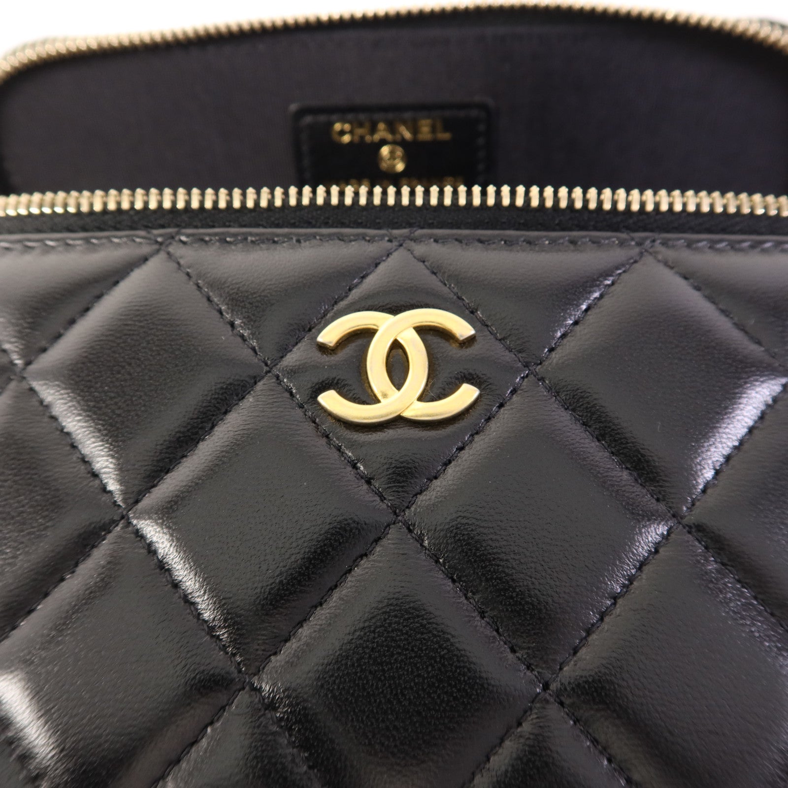 CHANEL 羊皮皮革Vanity Case金扣手挽肩背兩用袋