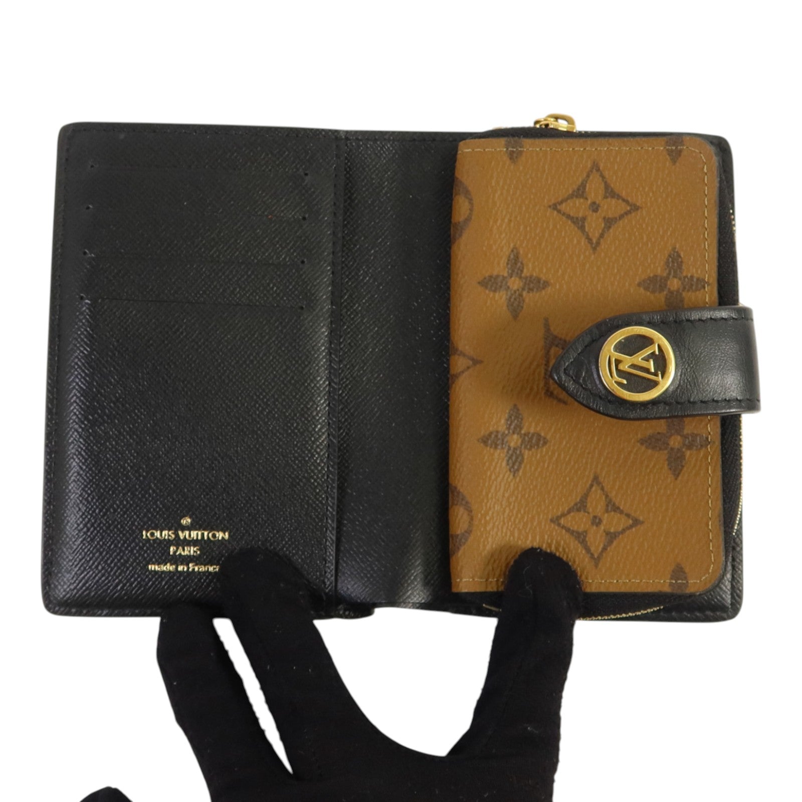 LOUIS VUITTON Monogram Reverse Juliette金扣錢包