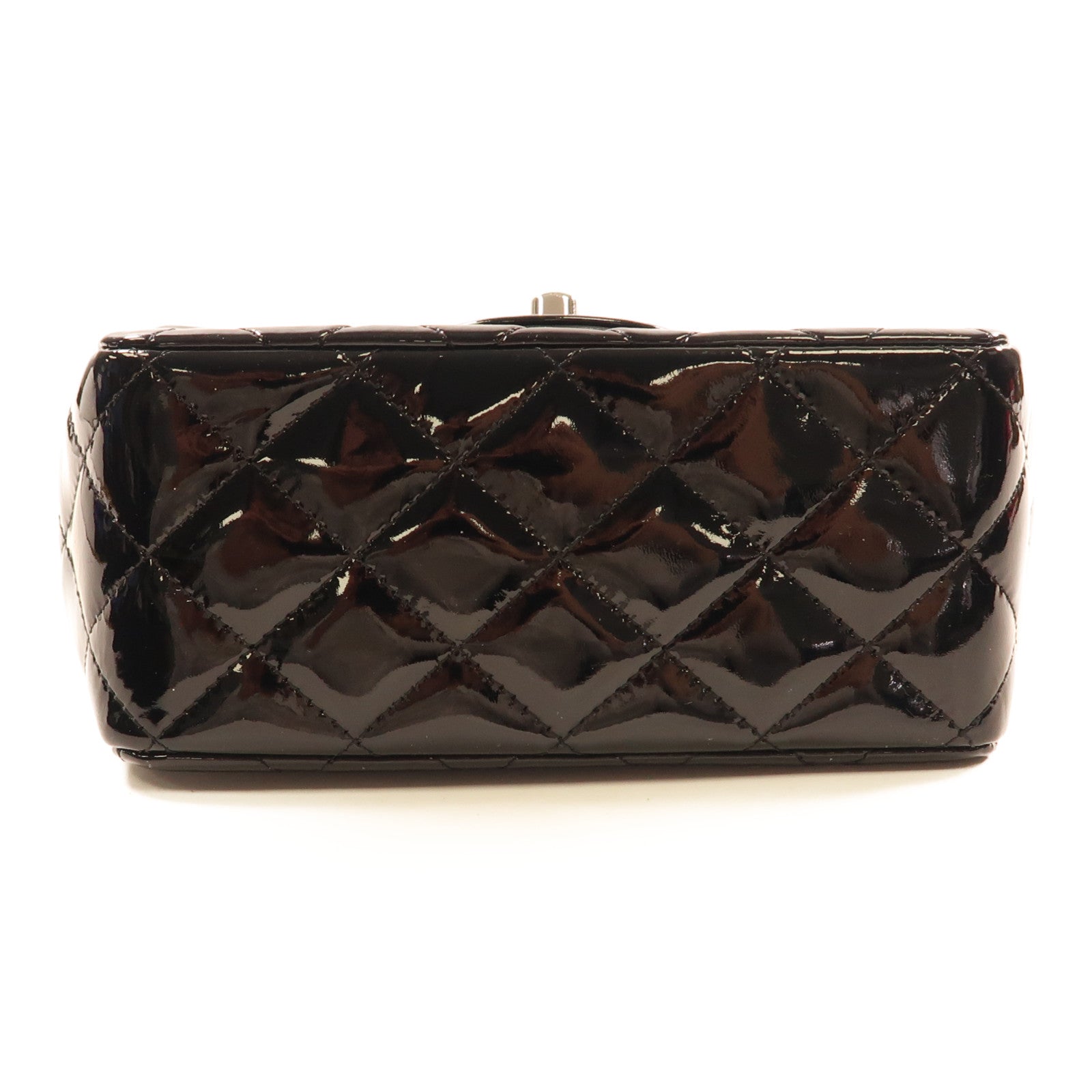 CHANEL 漆皮皮革Mini Classic 17銀扣鏈帶肩背袋