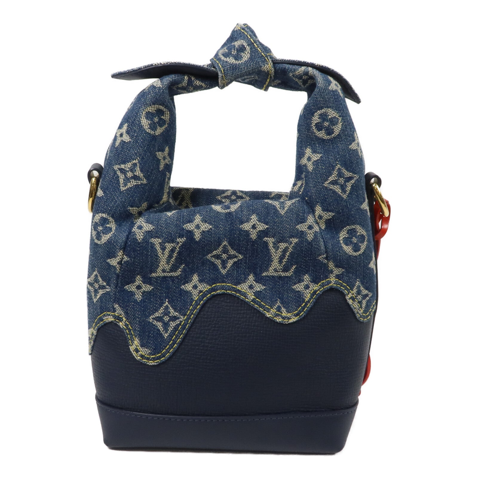 LOUIS VUITTON Monogram Denim/Taurillon Japanese Cruiser手挽肩背兩用袋