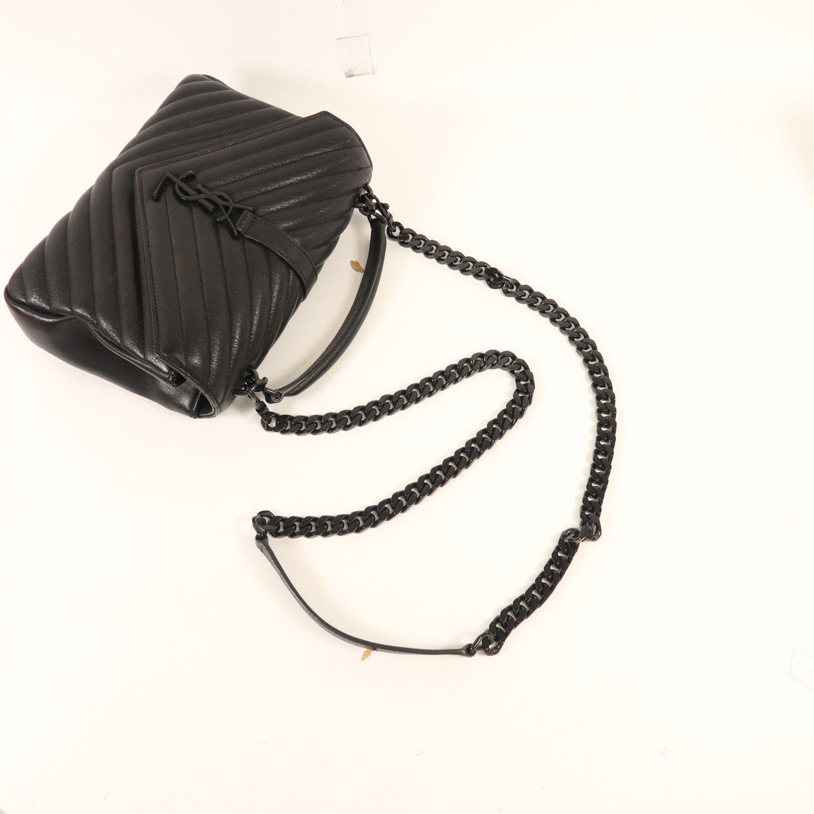SAINT LAURENT 羊皮皮革College鏈帶手挽肩背兩用袋