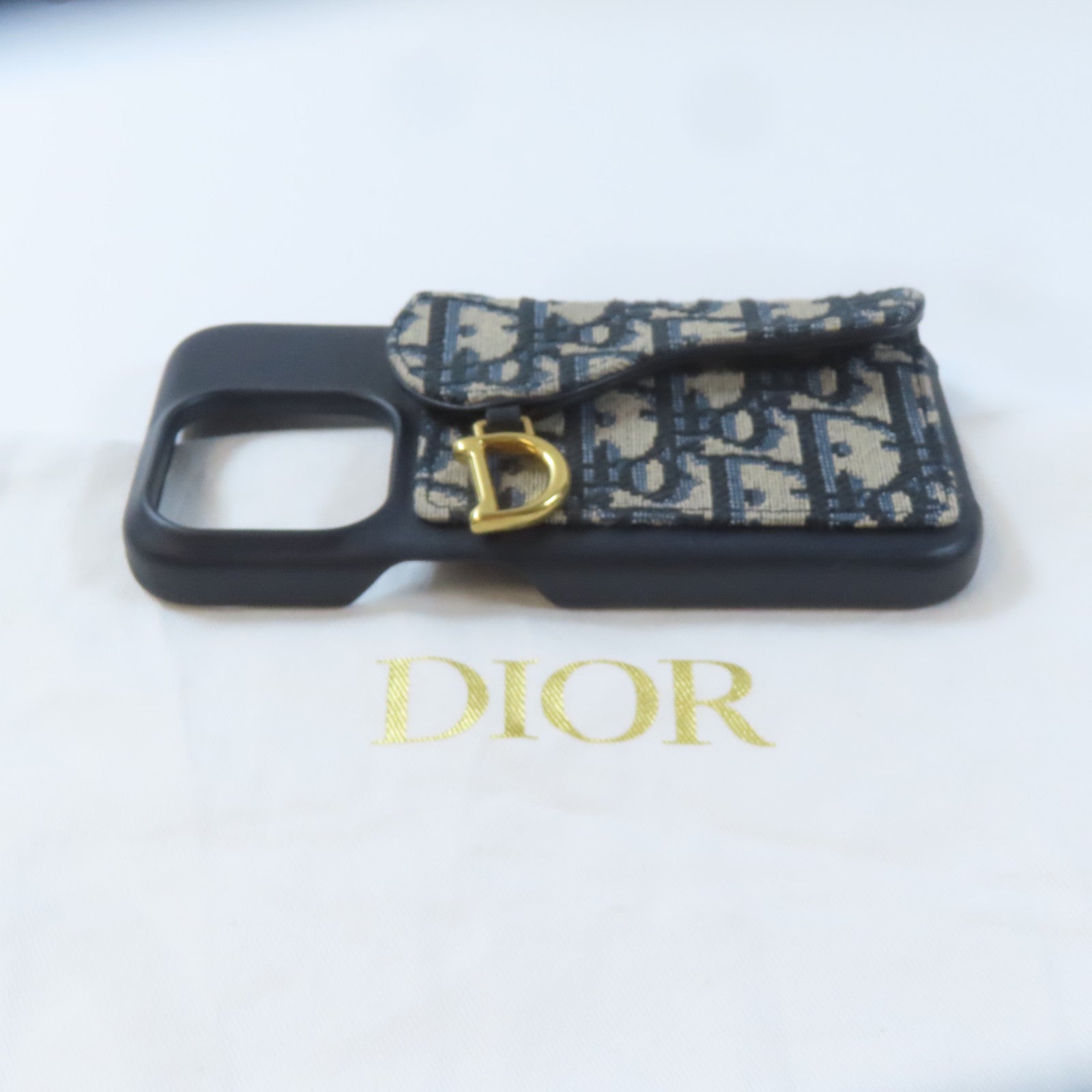 Dior 【激減優惠】帆布/牛皮皮革Phone Case金扣手機袋藍色/黑色 15 pro