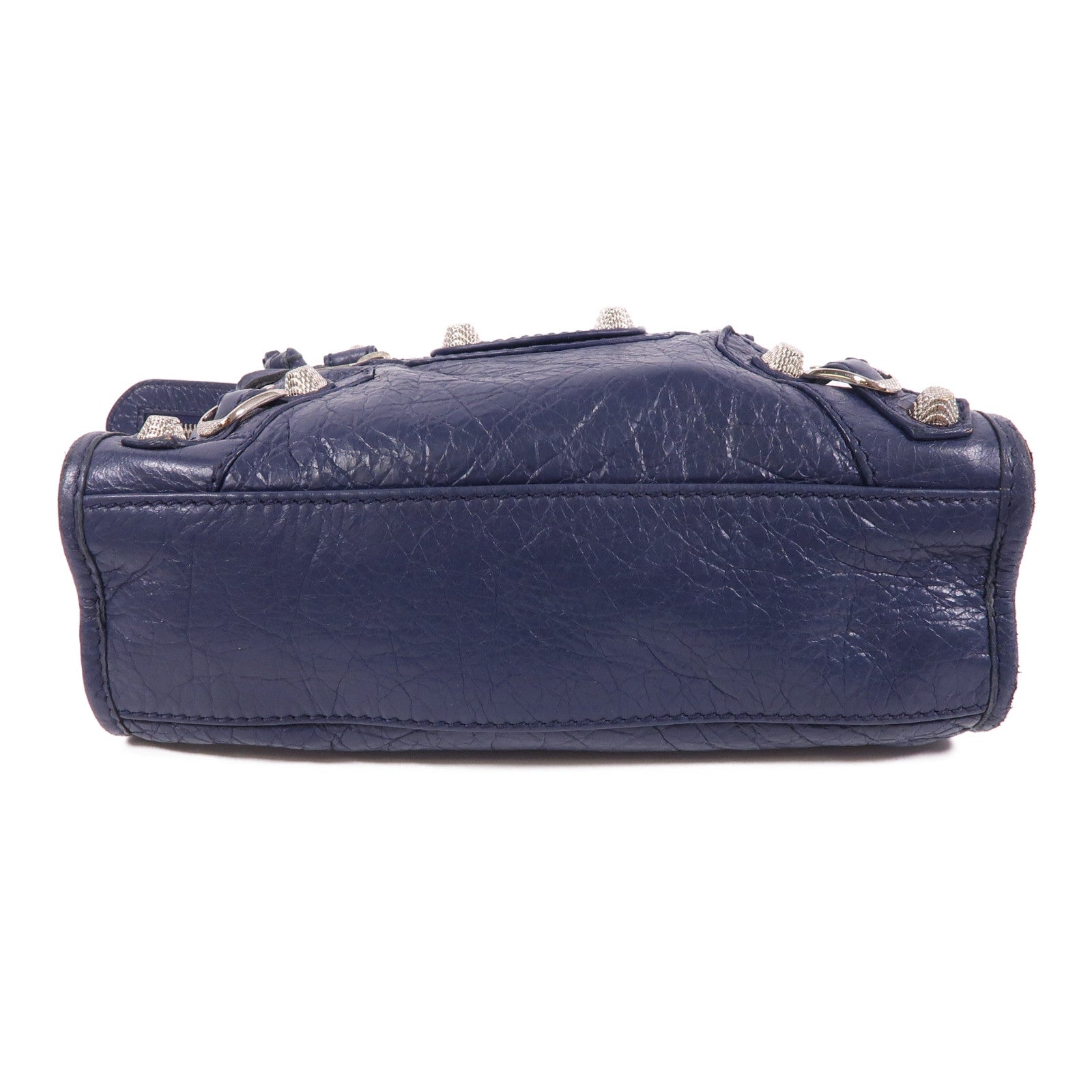 BALENCIAGA SHW Mini City 2 Way Shoulder Bag 309544 Calfskin Leather Navy