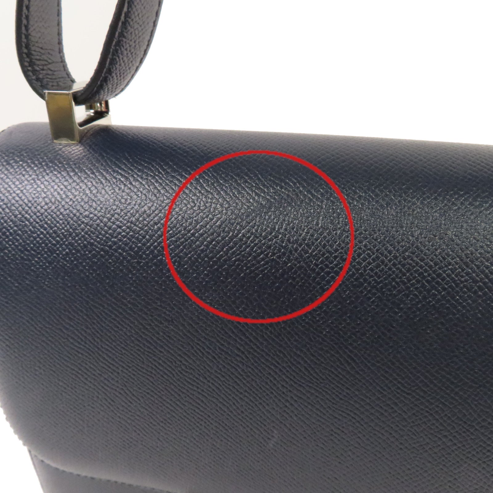 HERMES 【激減優惠】Epsom皮革Constance 24 Shoulder Bag銀扣肩背袋Blue Indigo/靛藍色