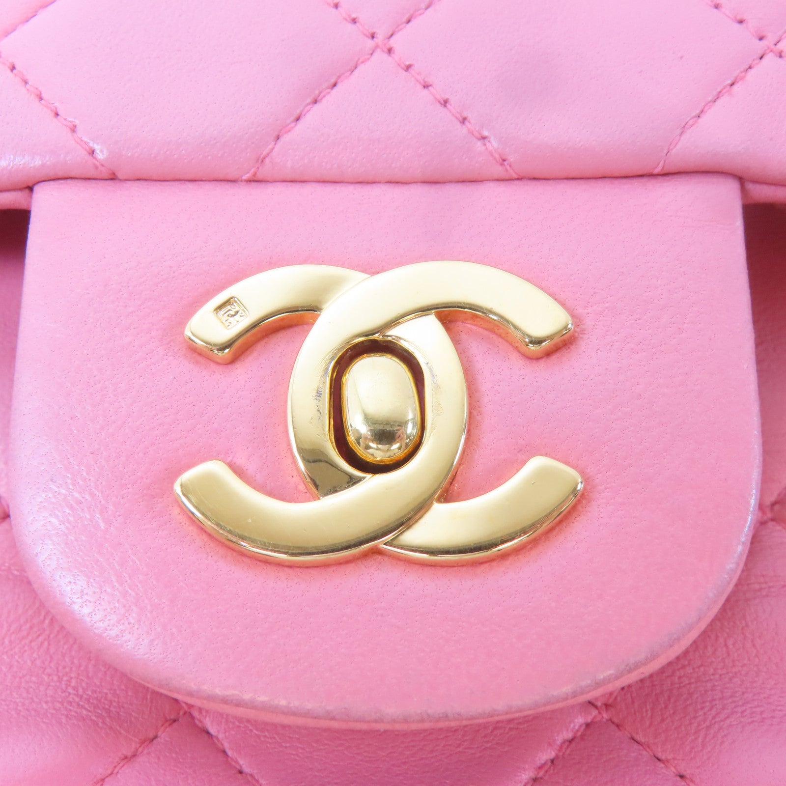 CHANEL 菱格羊皮皮革Chain Shoulder Bag金扣鏈帶肩背袋粉紅色