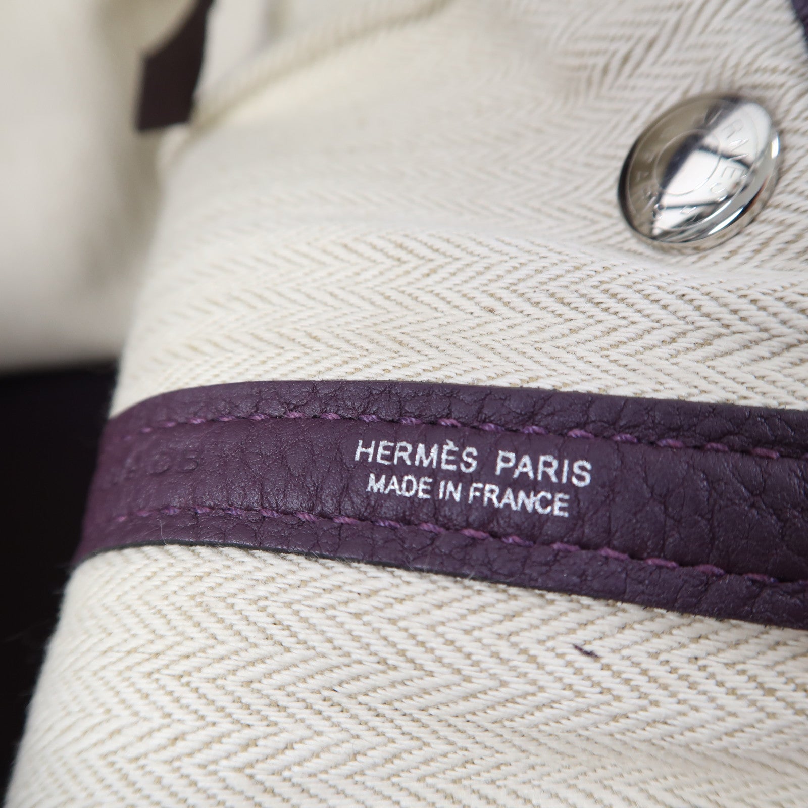 HERMES Negonda皮革Garden Party TPM銀扣手挽袋Raisin /葡萄紫色