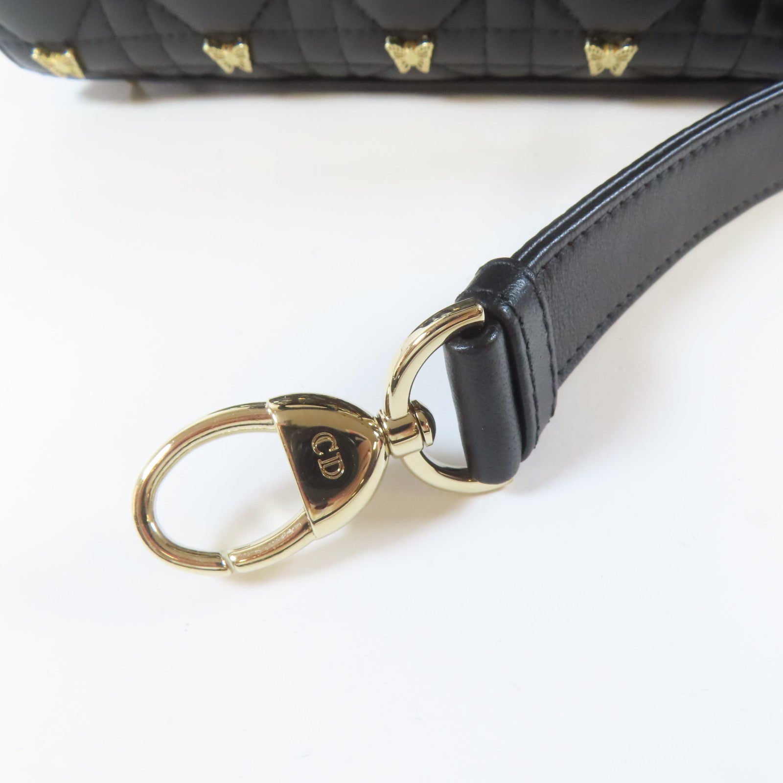 Dior 羊皮皮革Lady Dior金扣手挽肩背兩用袋黑色
