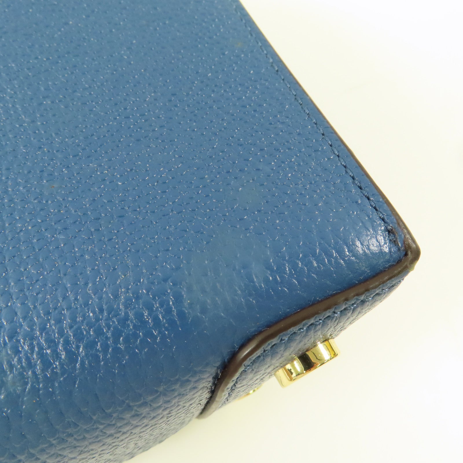 Michael Kors GHW 2way Shoulder Bag Calfskin Leather Blue