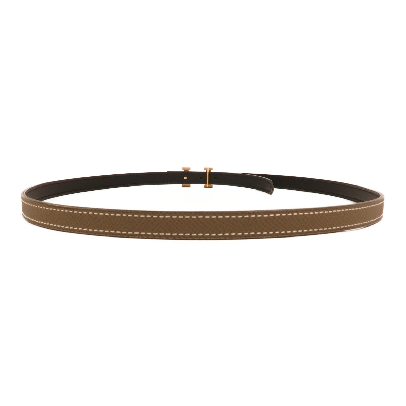 HERMES Epsom/Swift皮革H Belt金扣皮帶Etoupe/Noir