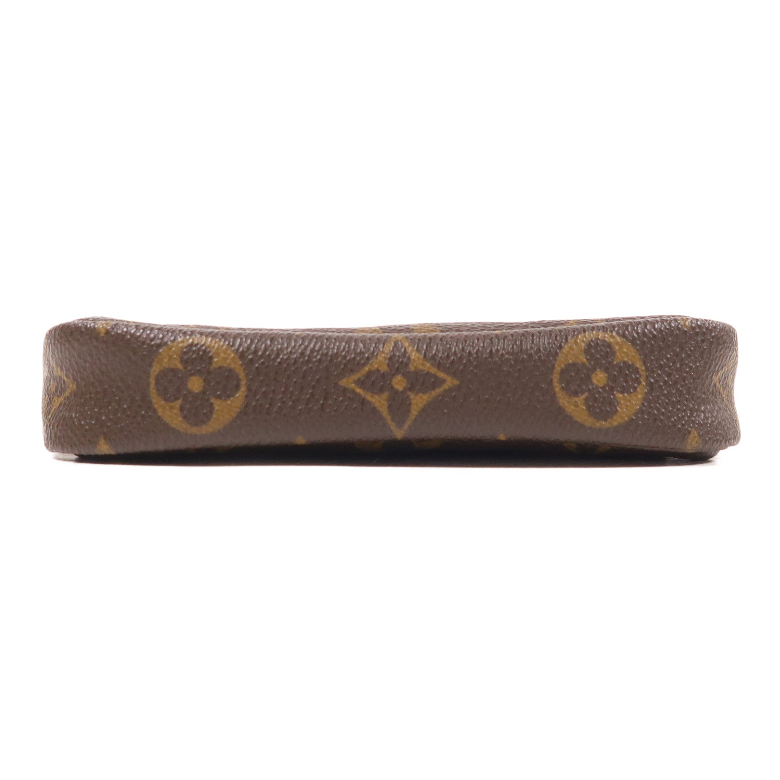 LOUIS VUITTON Monogram Mini Pochette Accessoires金扣手挽袋棕色
