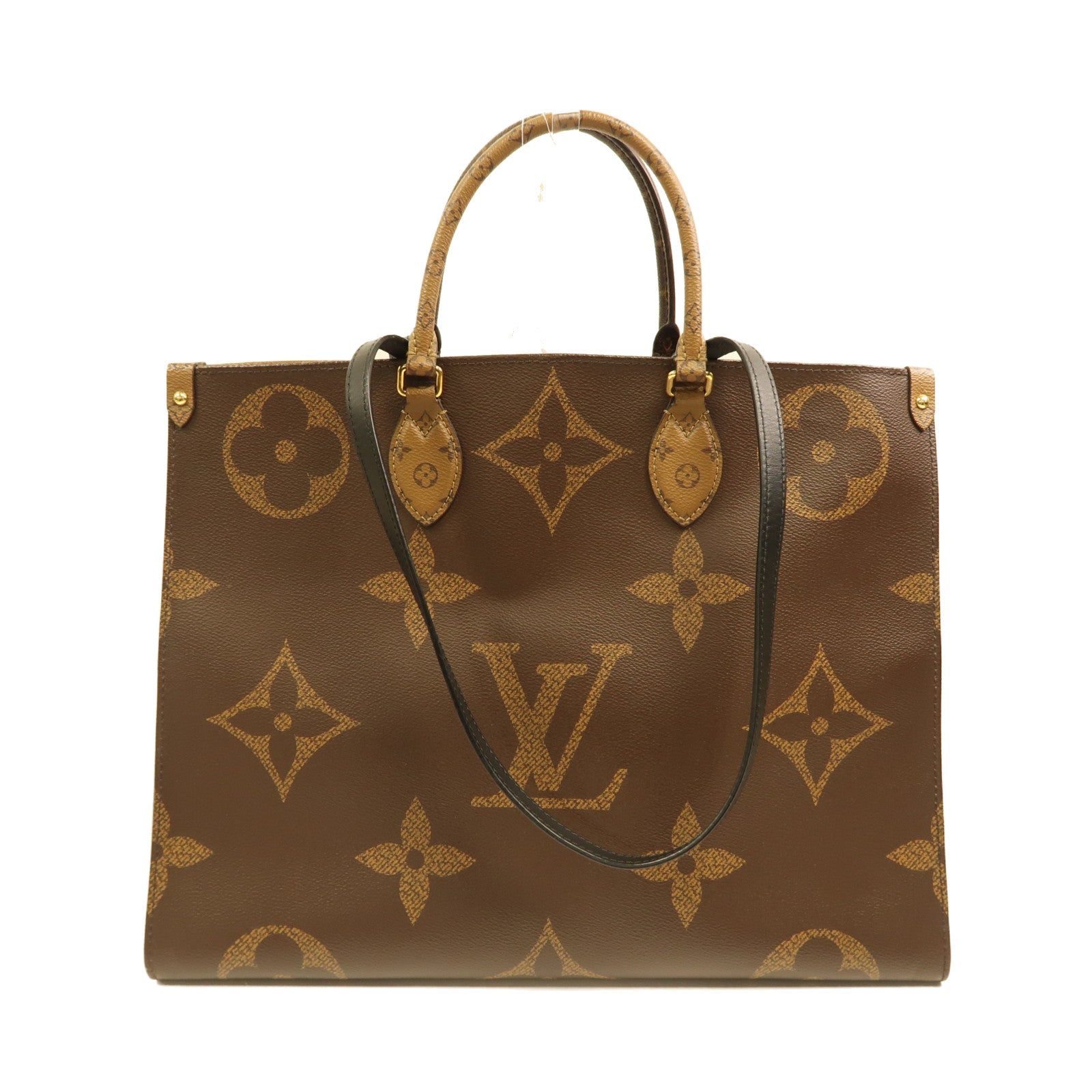 LOUIS VUITTON Monogram Giant On The Go GM金扣手挽肩背兩用袋棕色