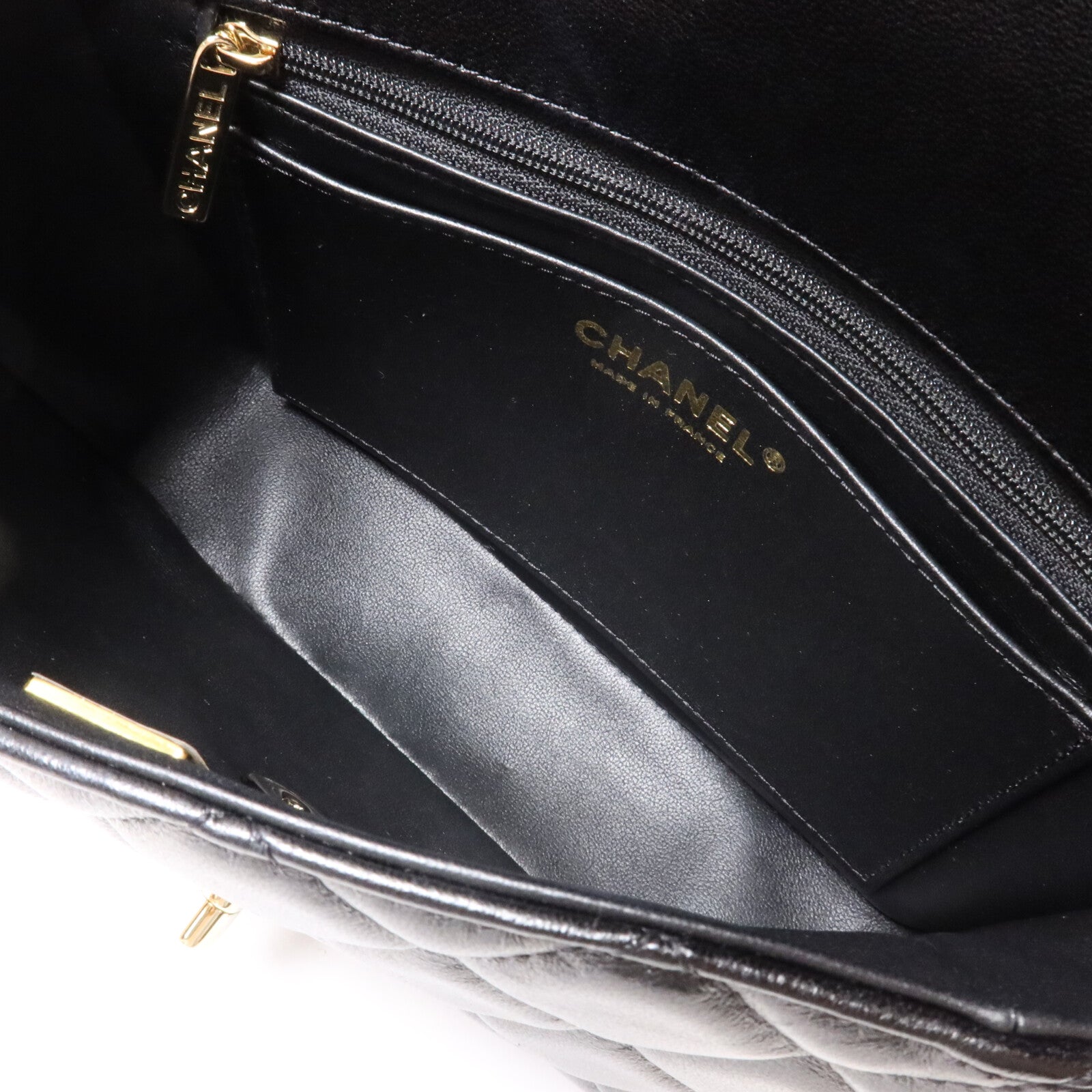 CHANEL 羊皮皮革Top Handle Flap鏈帶肩背袋
