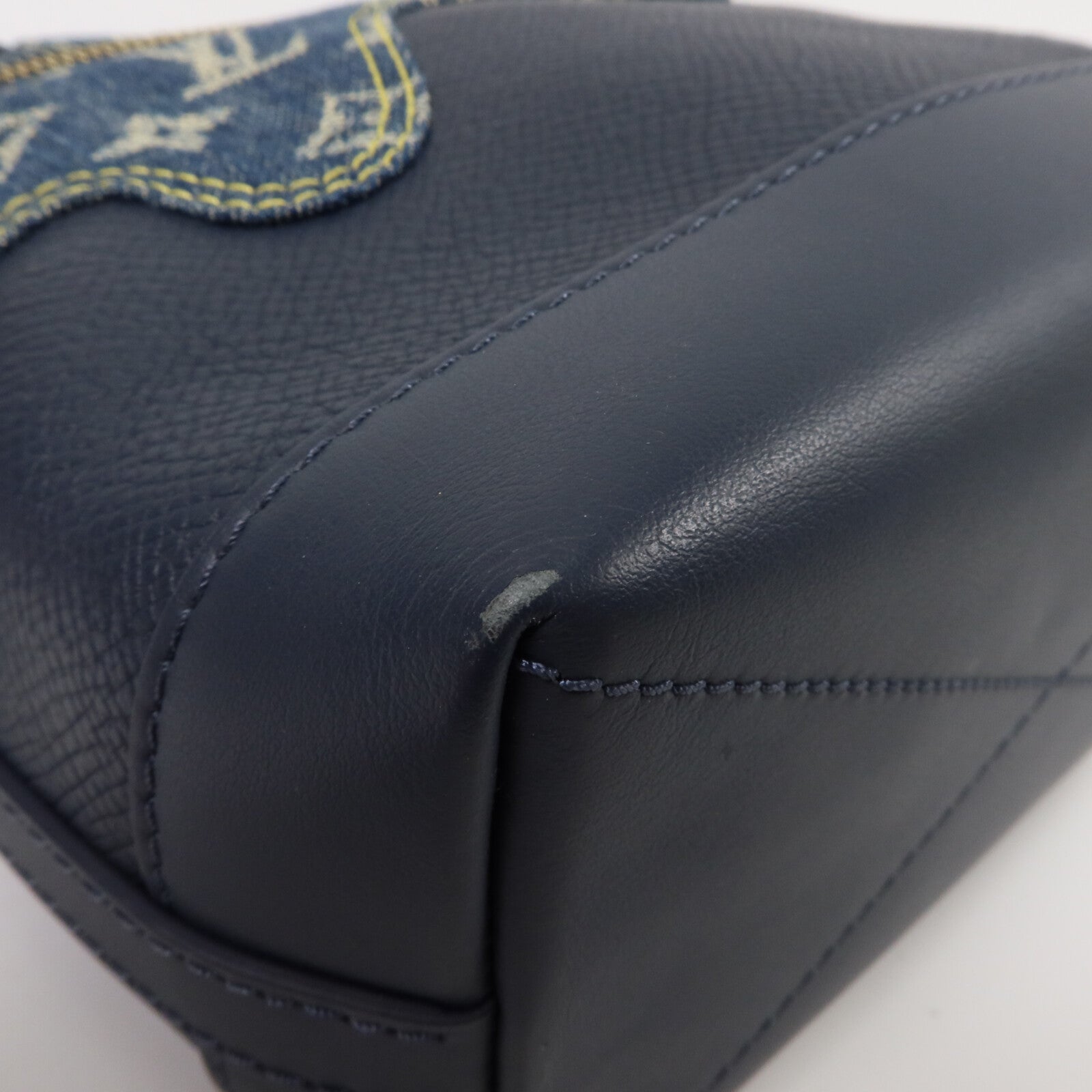 LOUIS VUITTON Monogram Denim/Taurillon Japanese Cruiser手挽肩背兩用袋