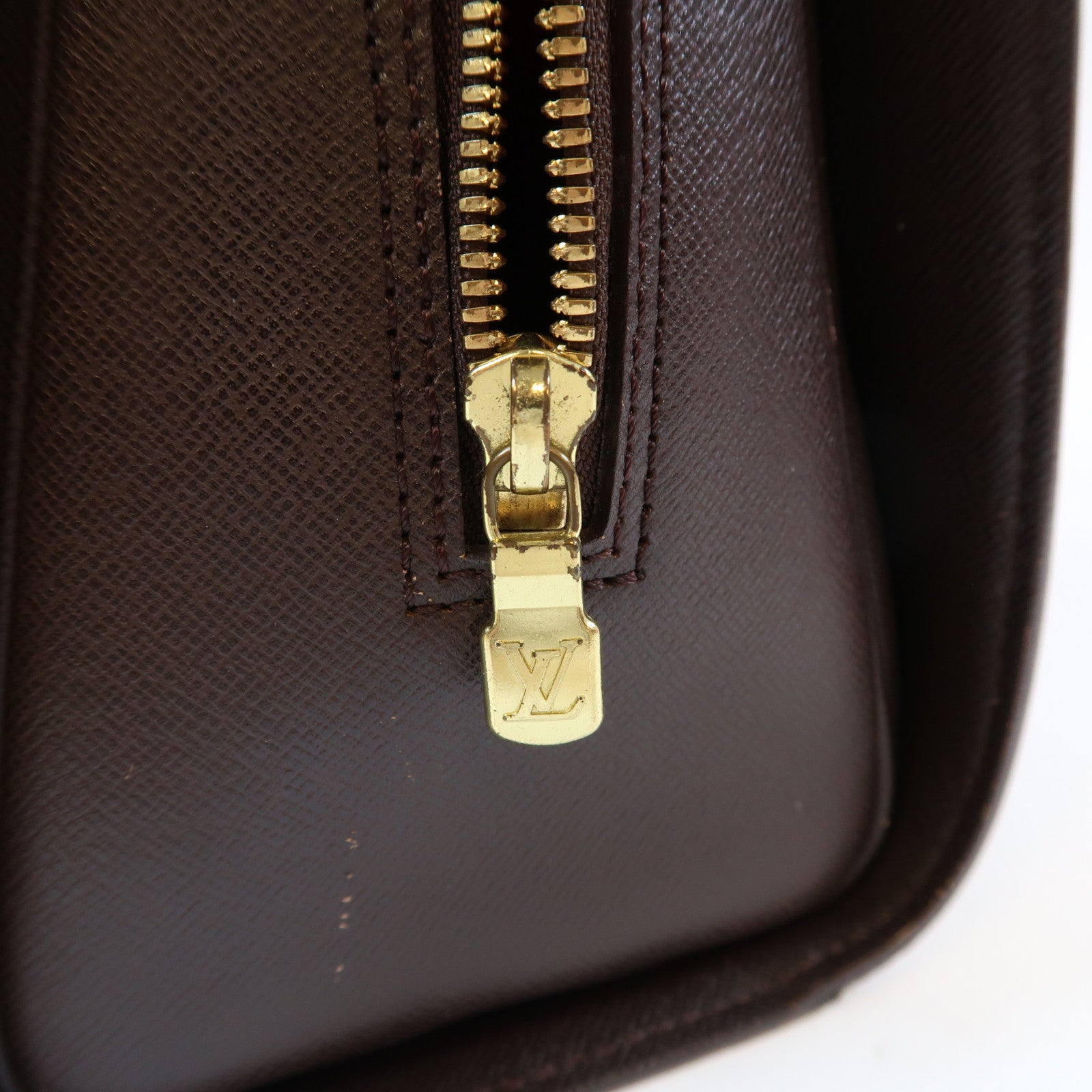 LOUIS VUITTON Damier Triana金扣手挽袋啡色