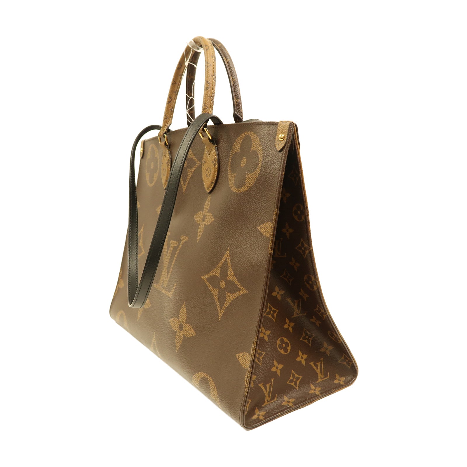 LOUIS VUITTON Monogram Giant On The Go GM金扣手挽肩背兩用袋棕色