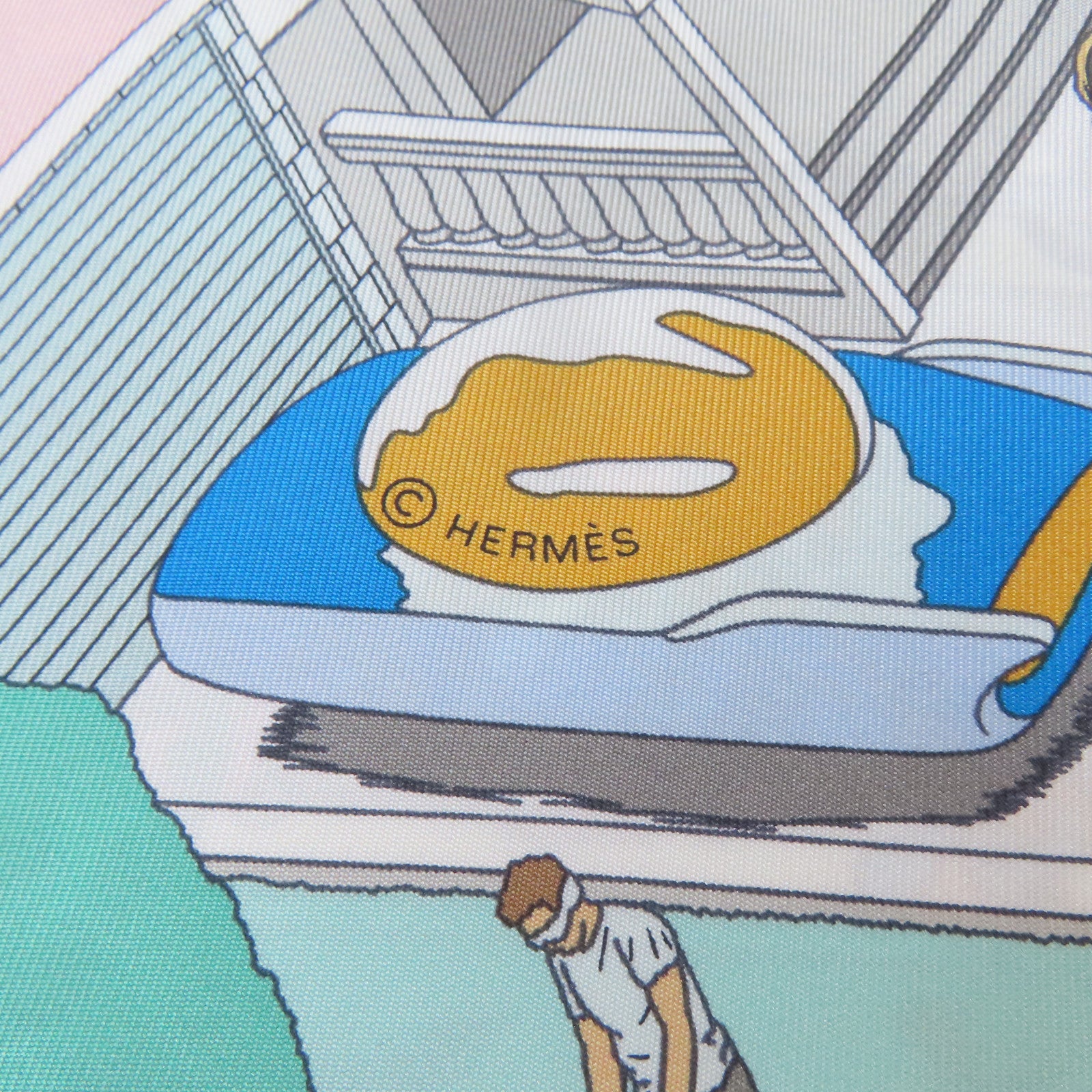 HERMES 絲質Dossard Scarf絲巾彩色