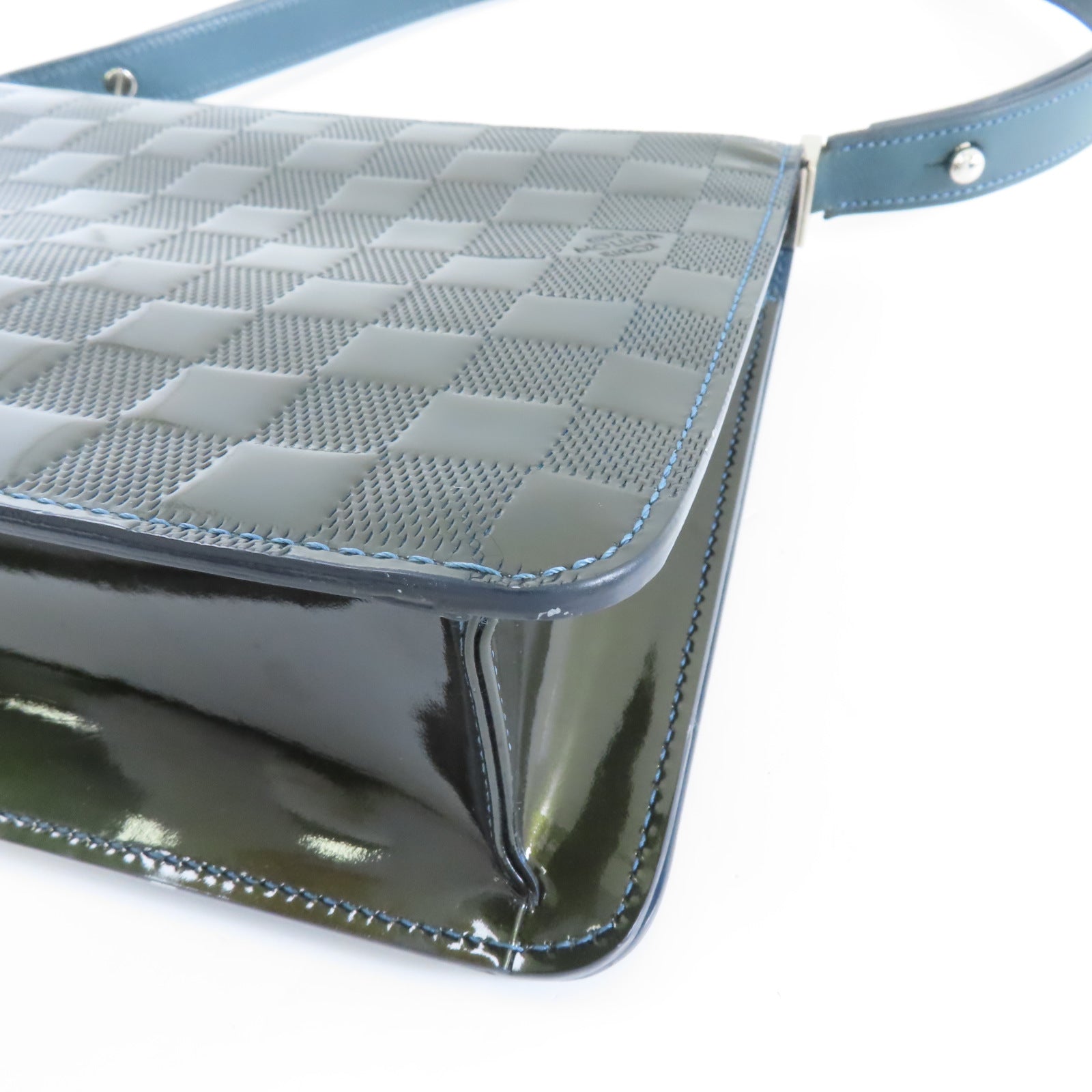 LOUIS VUITTON Damier Vernis Cabaret銀扣肩背袋綠色