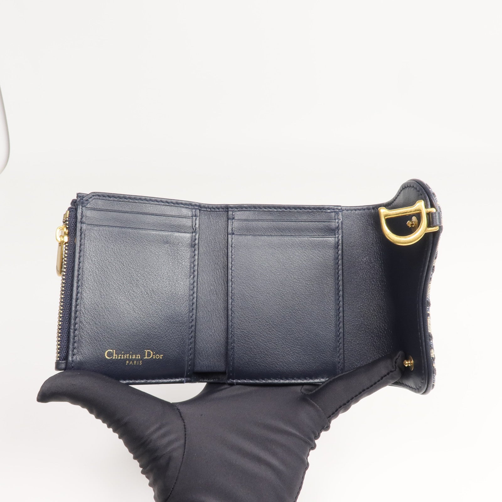 Dior 帆布Saddle Lotus Wallet金扣錢包