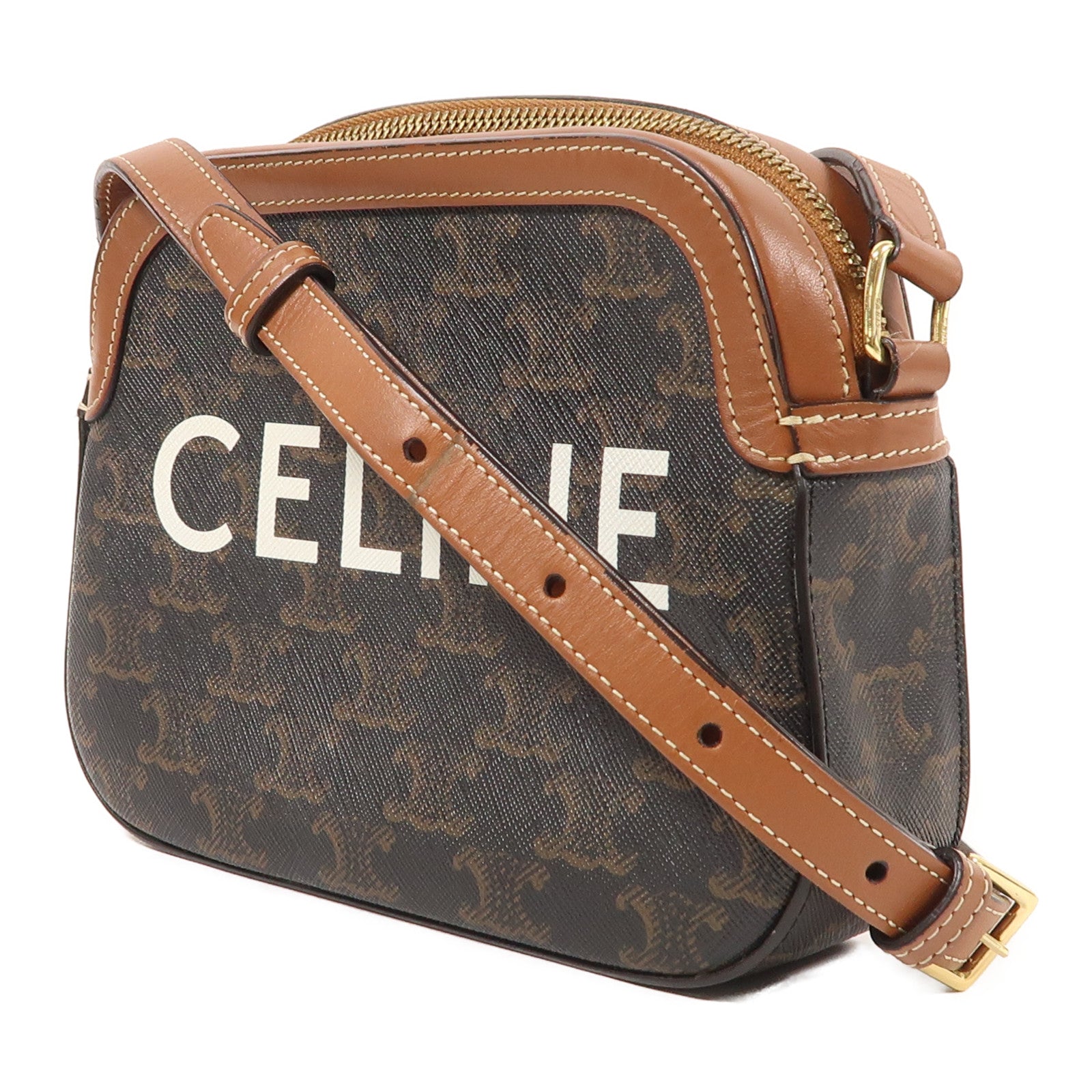 CELINE 塗層帆布Shoulder Bag金扣肩背袋