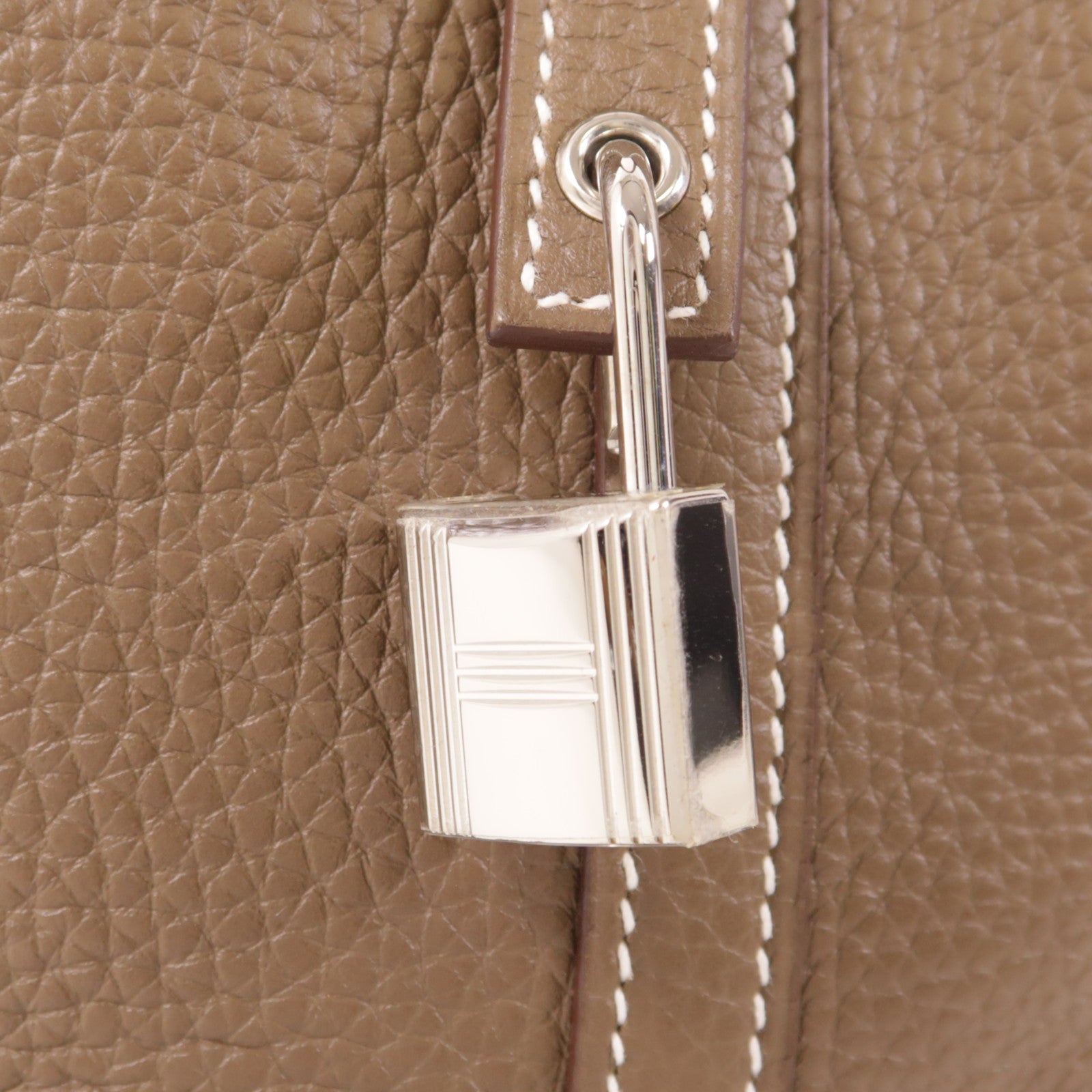 HERMES Clemence皮革Picotin PM金扣手挽袋Etoupe