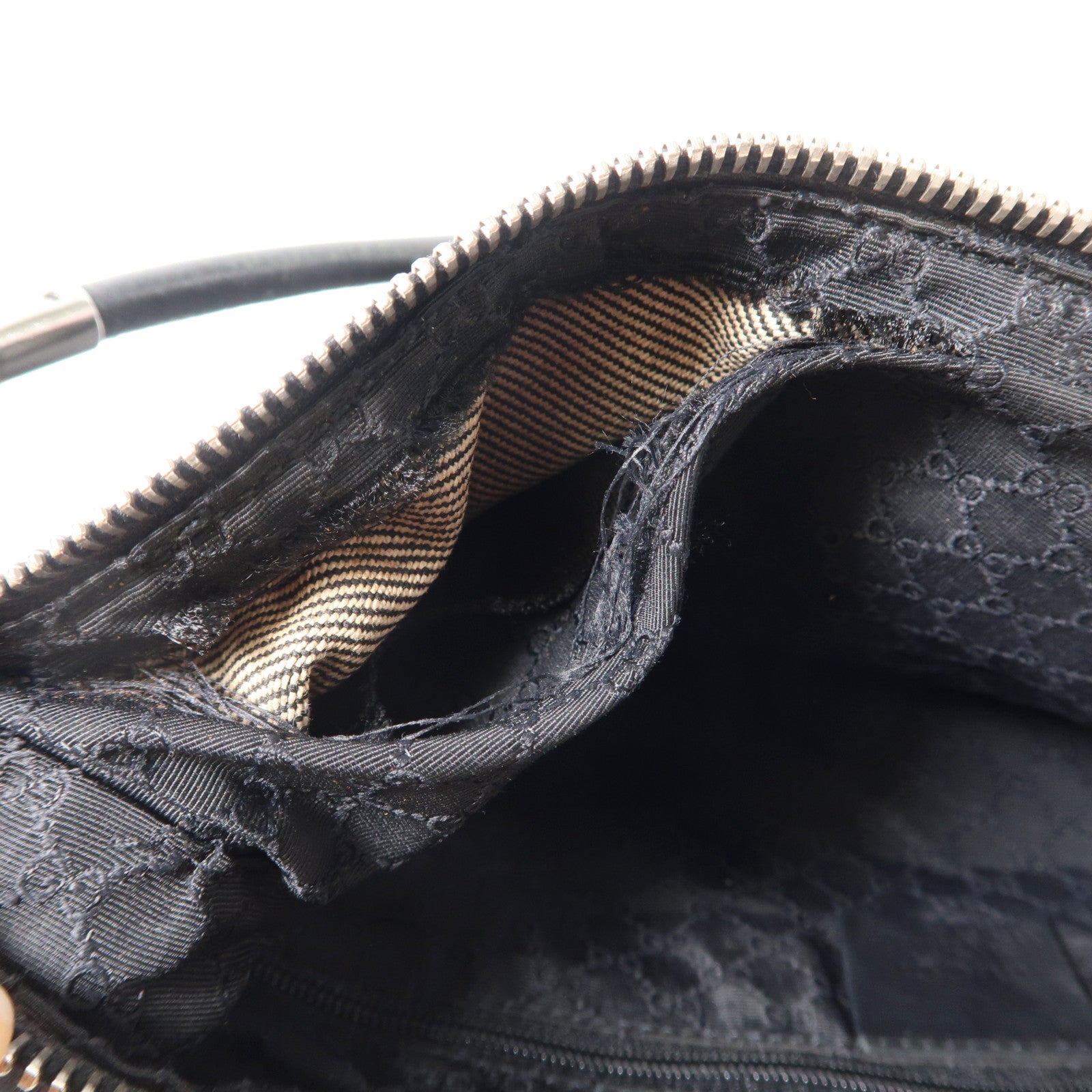 GUCCI 帆布Shoulder Bag銀扣肩背袋黑色