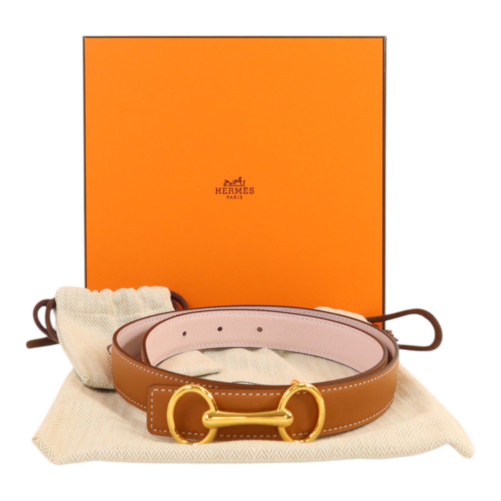 HERMES Swift皮革/Epsom皮革Ceinture Belt 70cm金扣皮帶Gold/Mauve Sylvestre
