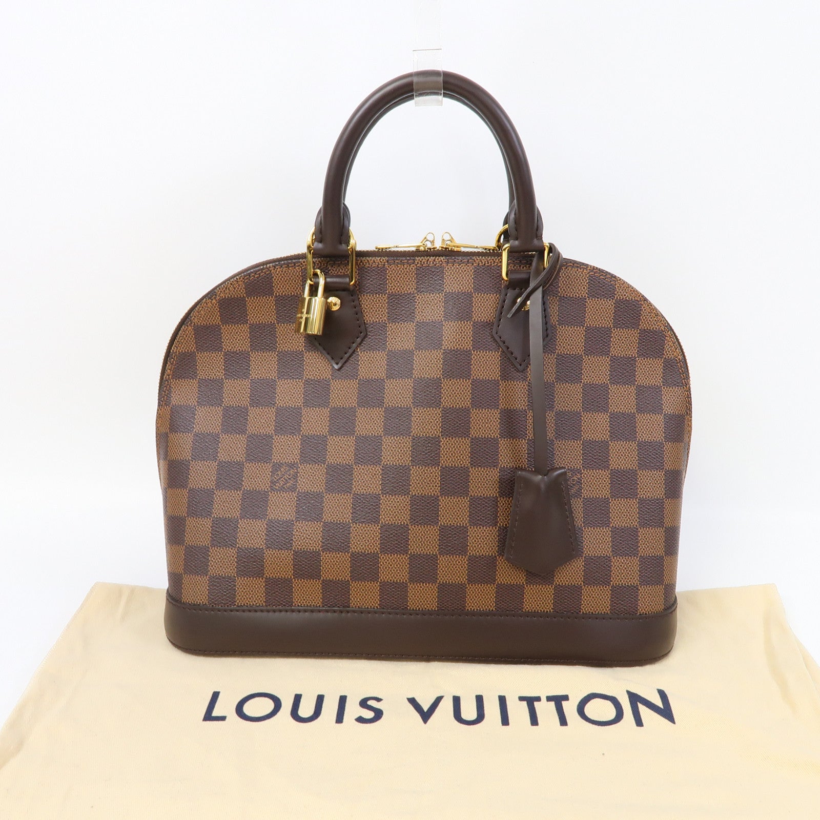 LOUIS VUITTON Damier Alma PM金扣手挽袋啡色