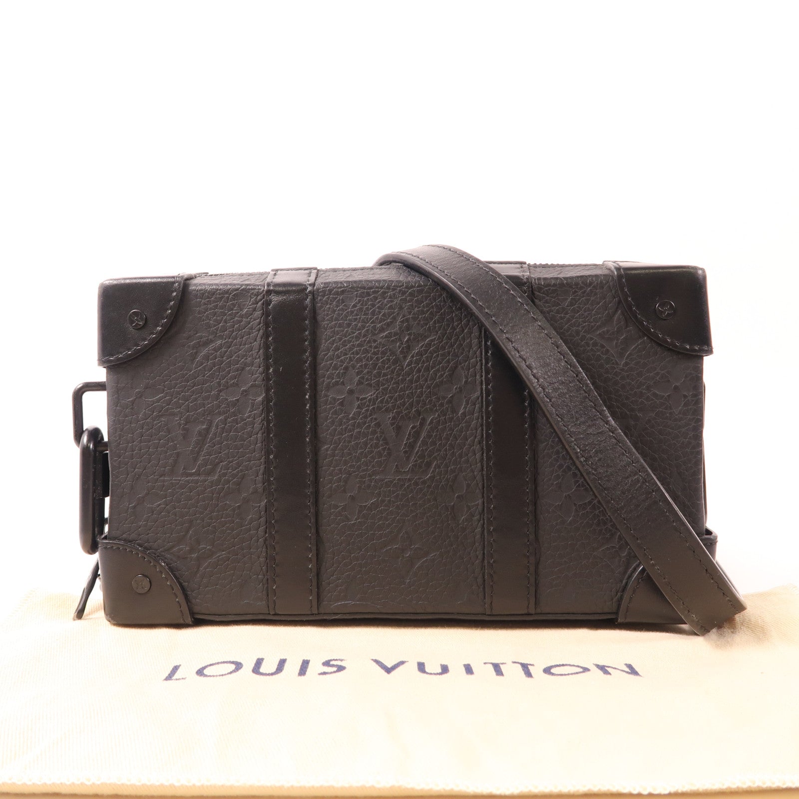 LOUIS VUITTON LV Soft Trunk Shoulder Bag M80224 Monogram Taurillon Black