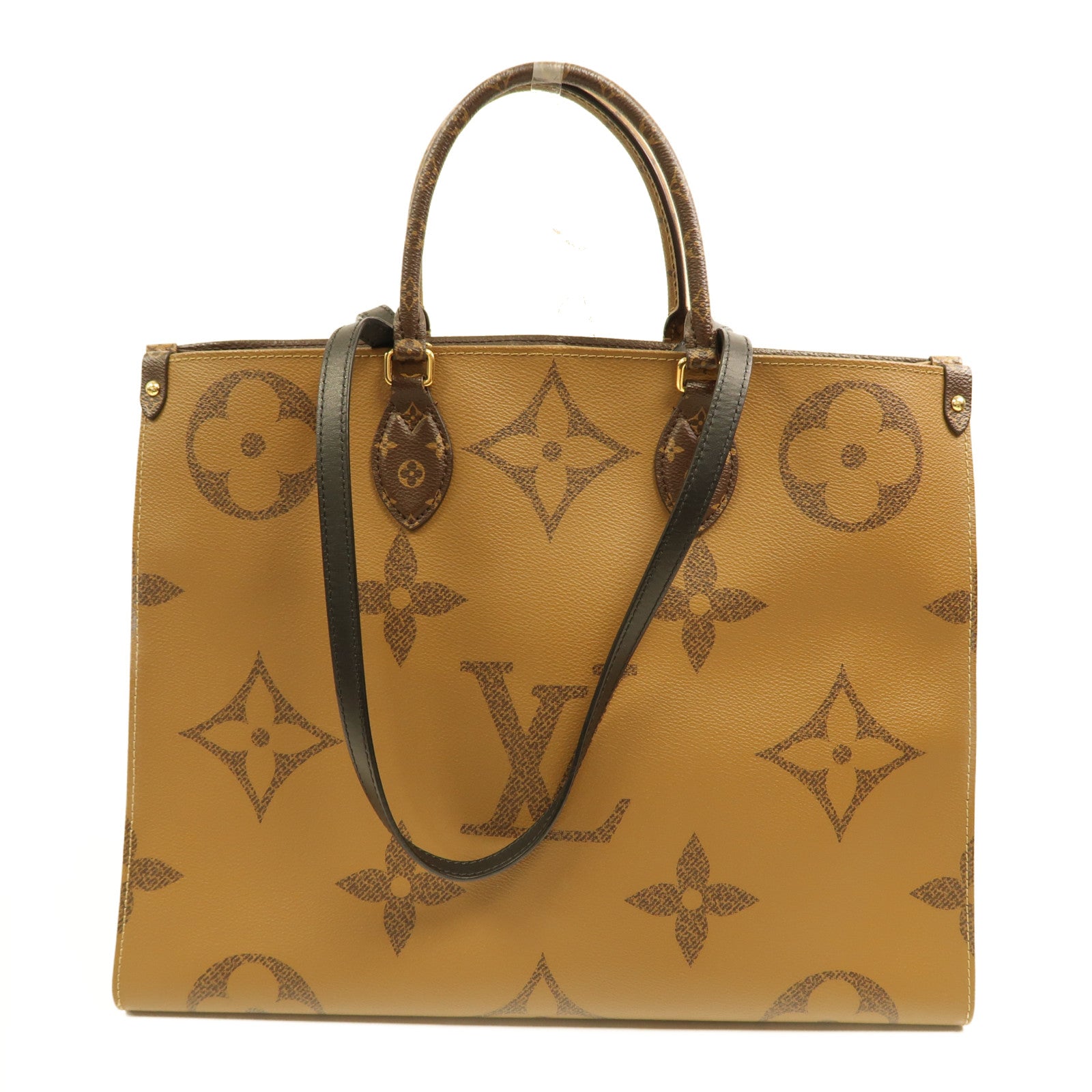 LOUIS VUITTON Monogram Giant On The Go GM金扣手挽肩背兩用袋棕色