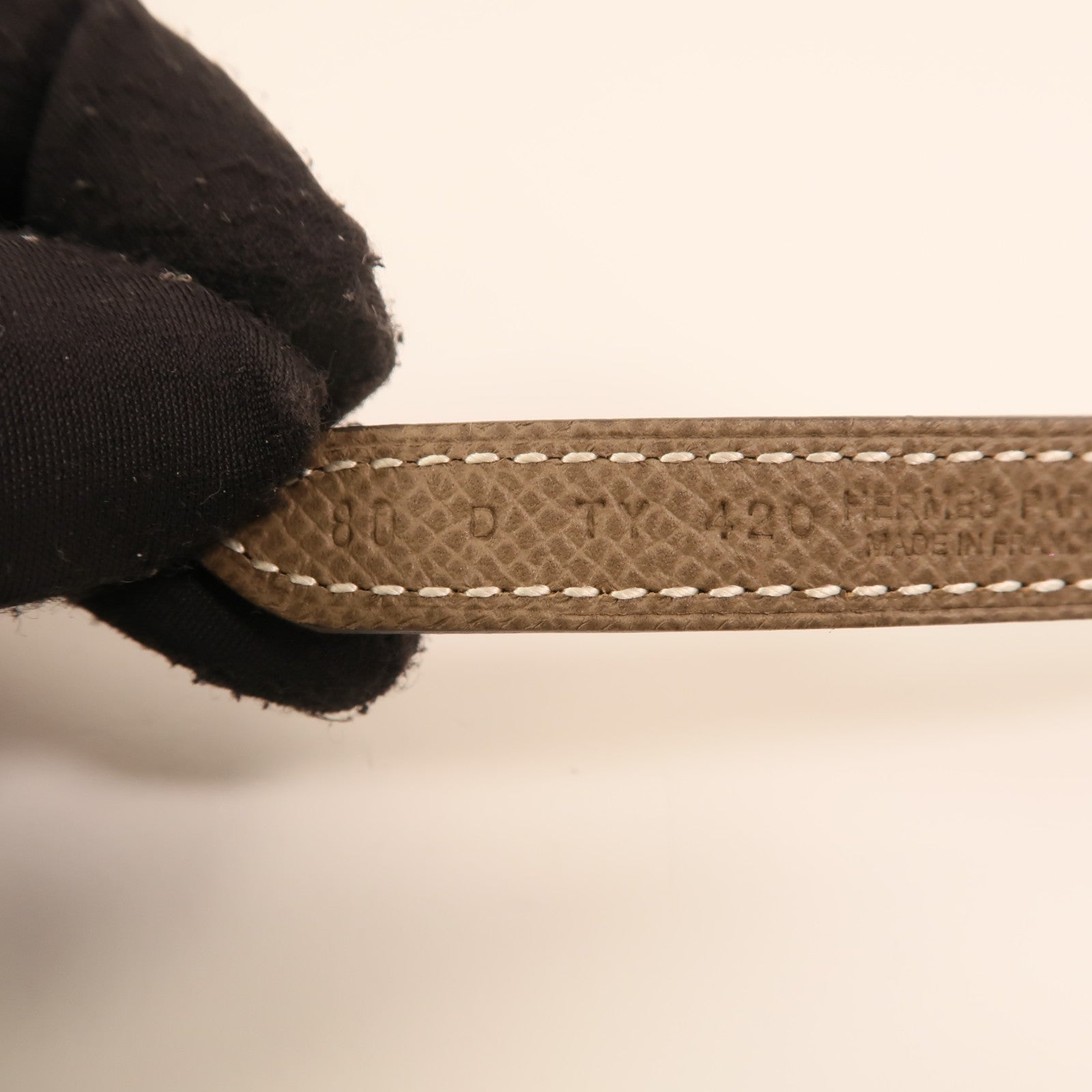 HERMES Epsom/Swift皮革H Belt金扣皮帶Etoupe/Noir