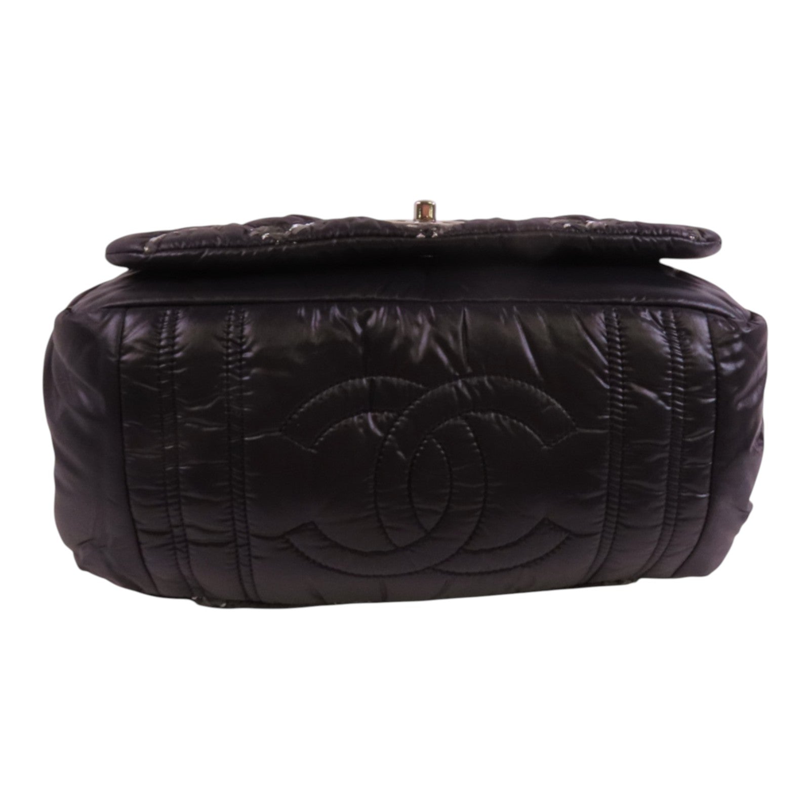 CHANEL 尼龍Chain Shoulder銀扣鏈帶肩背袋