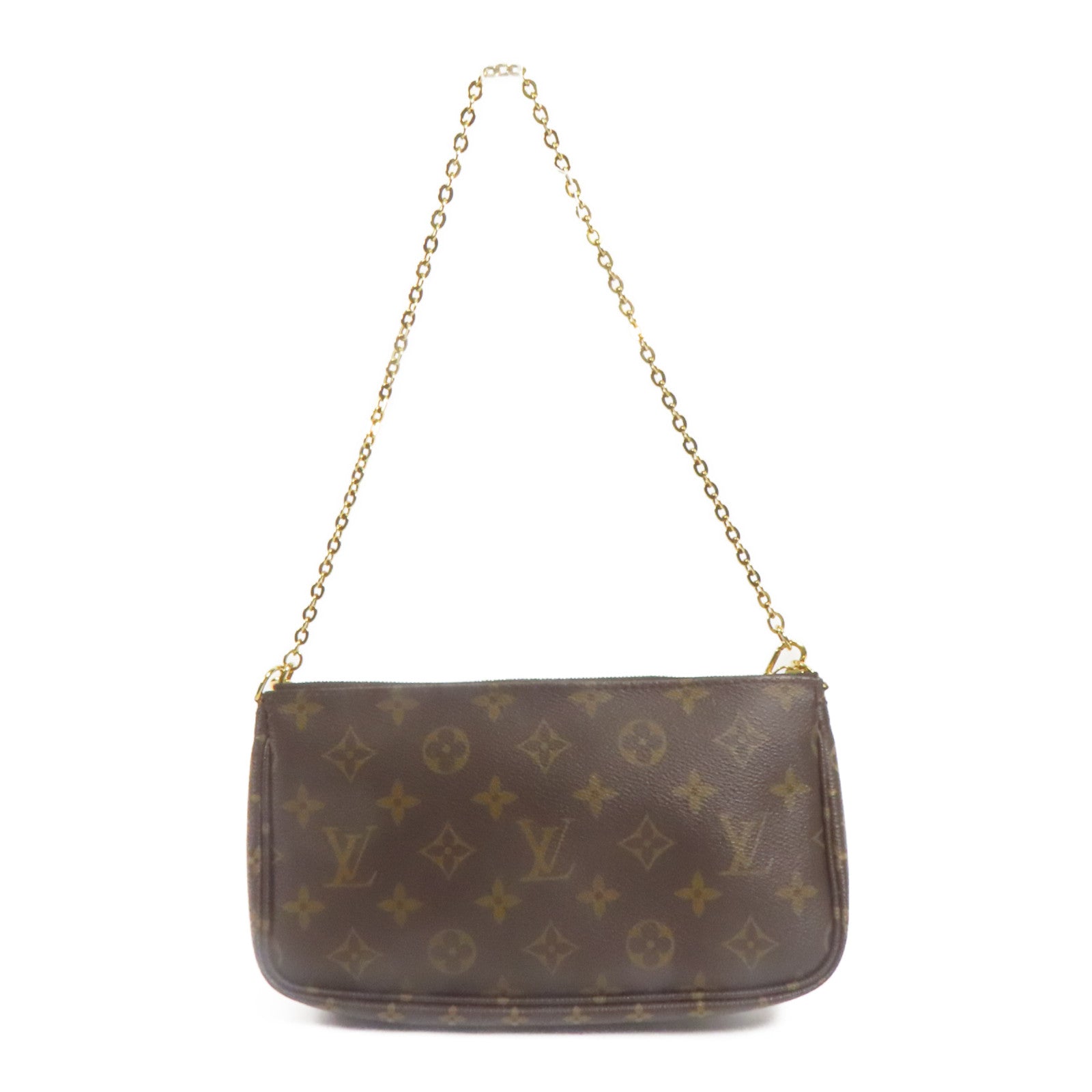 LOUIS VUITTON Monogram Multi Pochette Accessoires金扣肩背袋棕色