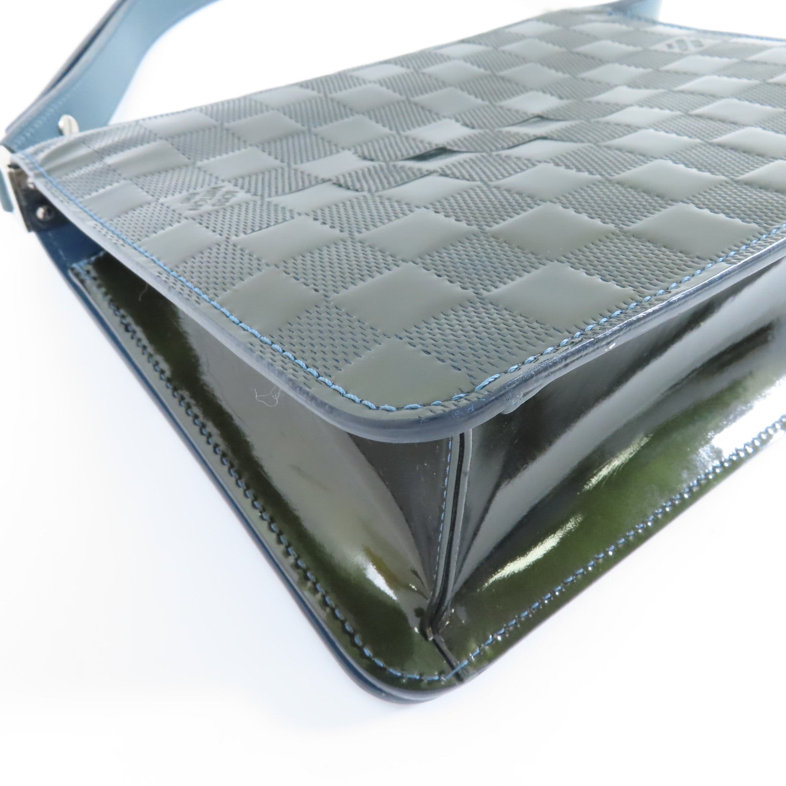 LOUIS VUITTON Damier Vernis Cabaret銀扣肩背袋綠色