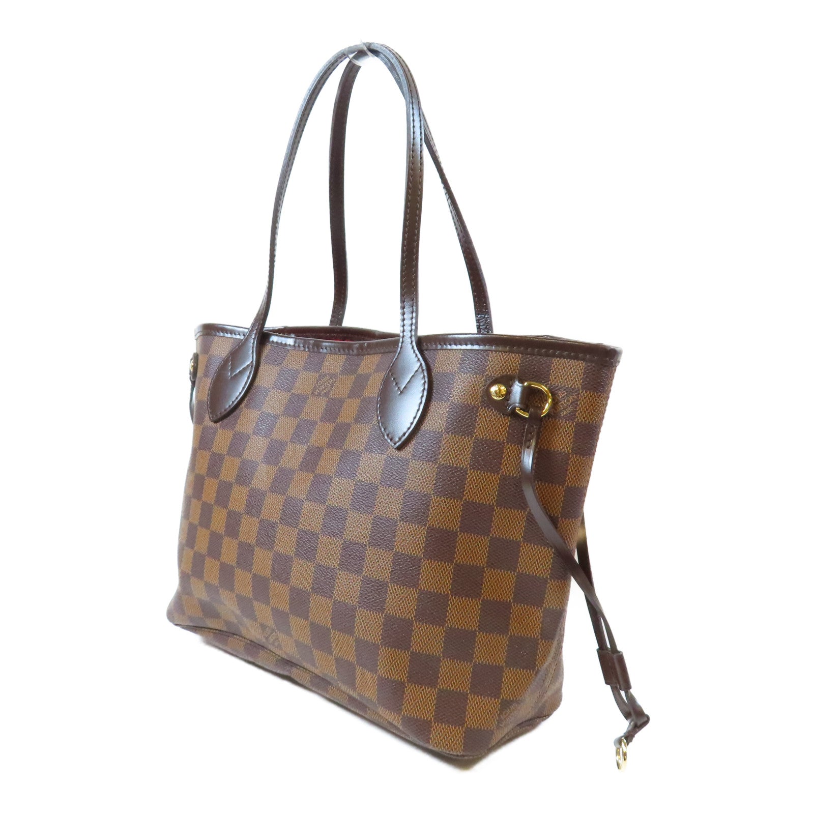 LOUIS VUITTON Damier Neverfull PM金扣手挽袋啡色