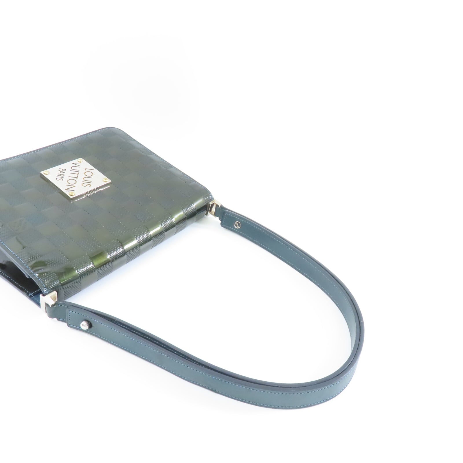 LOUIS VUITTON Damier Vernis Cabaret銀扣肩背袋綠色