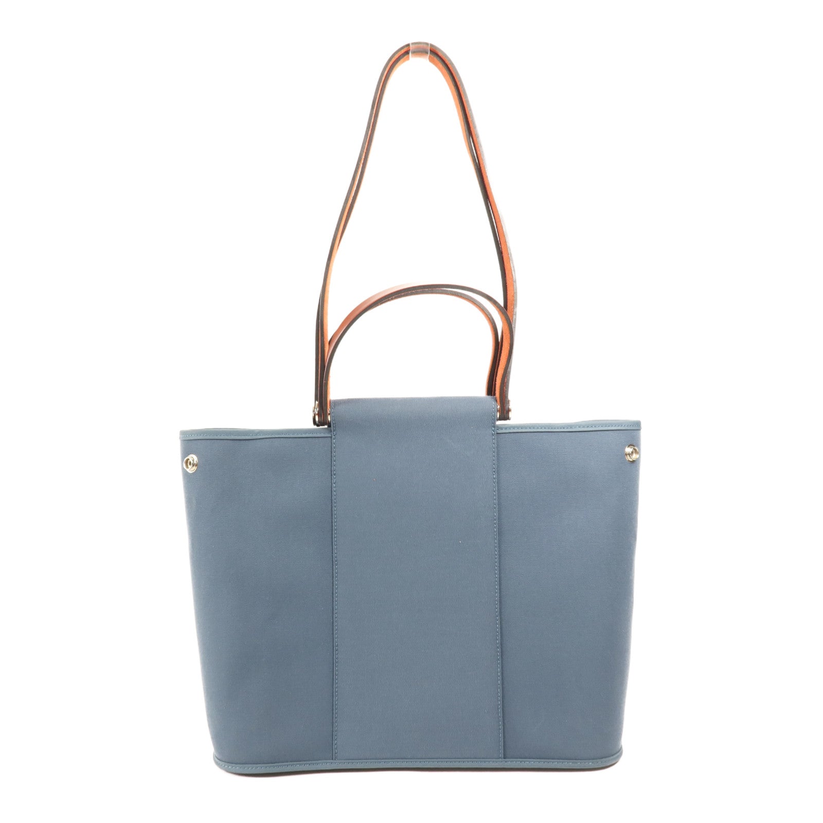 HERMES 帆布Cabag 32銀扣手挽肩背兩用袋Bleu Tempete