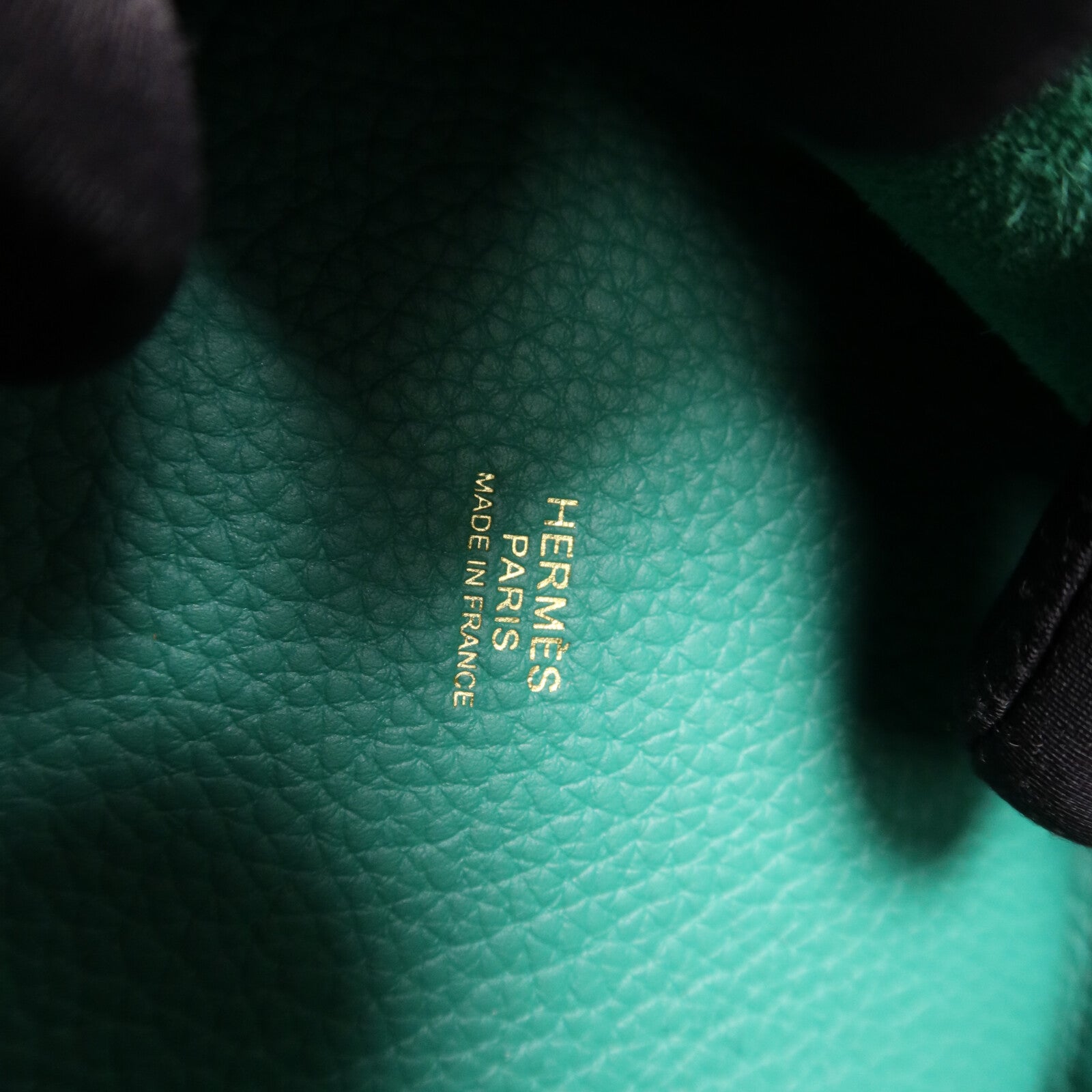 HERMES Clemence皮革Picotin PM金扣手挽袋Vert Vertigo